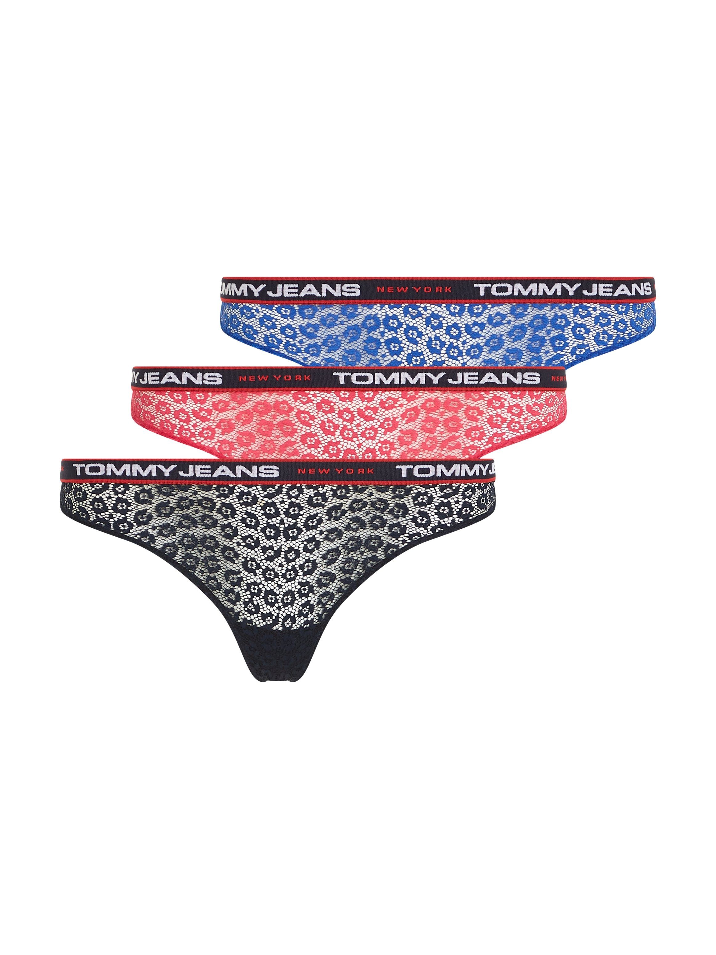 Tommy Hilfiger Underwear T-String TJ 3P THONG LACE (3-St., 3er-Pack) mit elastischem Bund Gys Rose/ Des Sky/ Ultra Blue