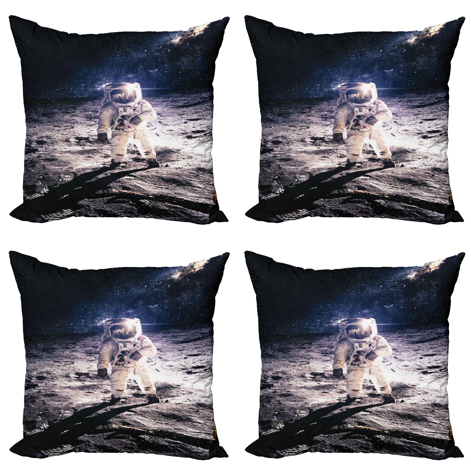 Mond Stück), Kissenbezüge Astronaut Platz Modern Abakuhaus Accent Digitaldruck, dem (4 auf Doppelseitiger