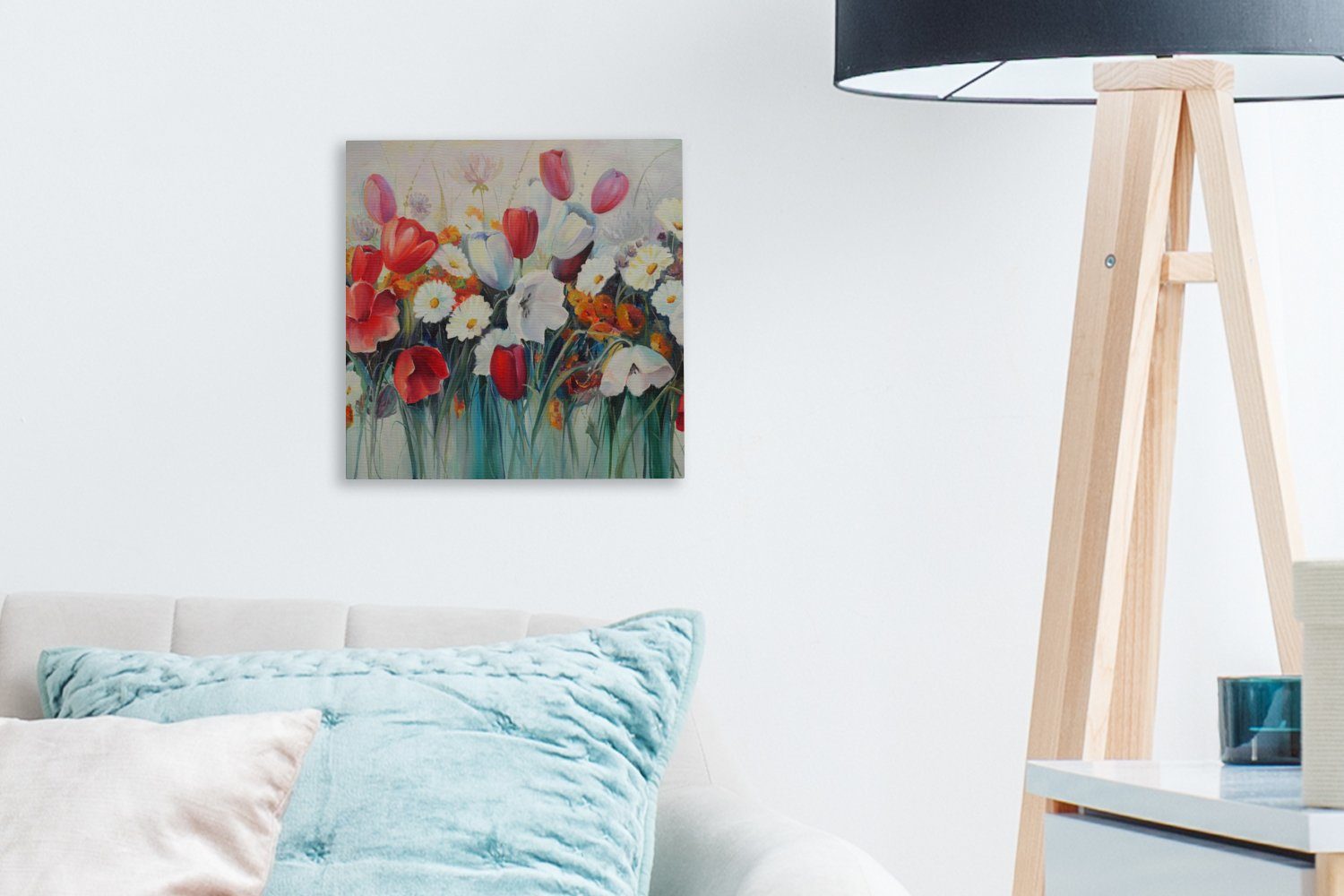 Gemälde (1 Bilder OneMillionCanvasses® Blumen, Leinwand - Ölgemälde Malerei - St), Schlafzimmer für Wohnzimmer