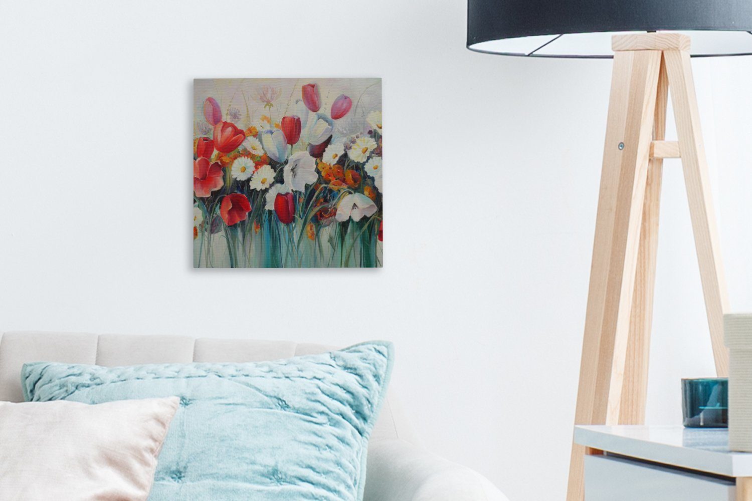 OneMillionCanvasses® Gemälde Malerei - Ölgemälde St), (1 - Blumen, Wohnzimmer Schlafzimmer für Leinwand Bilder