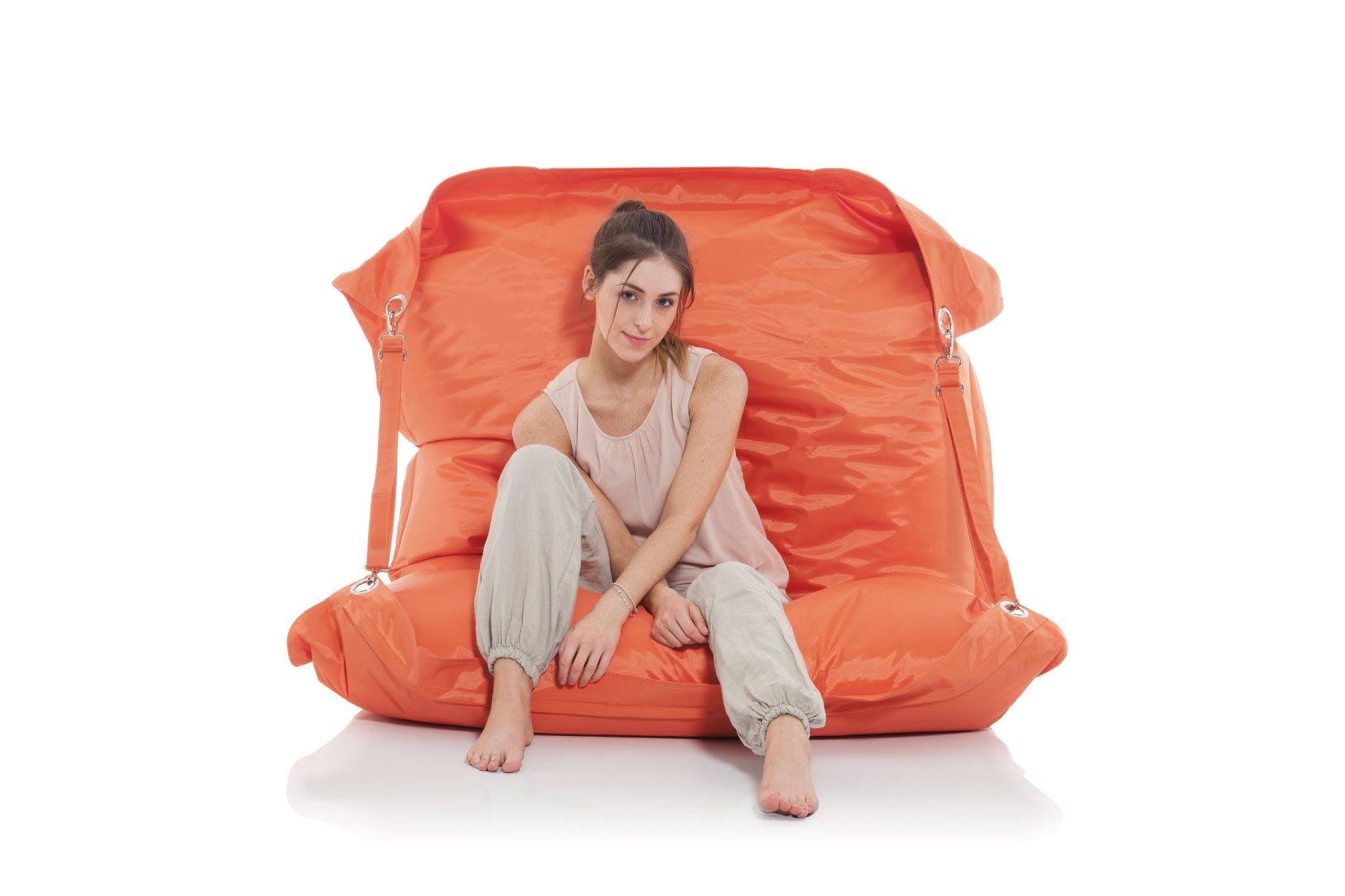 Smoothy Sitzsack Supreme Indoor & Outdoor Sitzsack XXL 450L (Riesensitzsack, Sitzkissen Bean-Bag Sessel), für Kinder & Erwachsene Funky-Orange