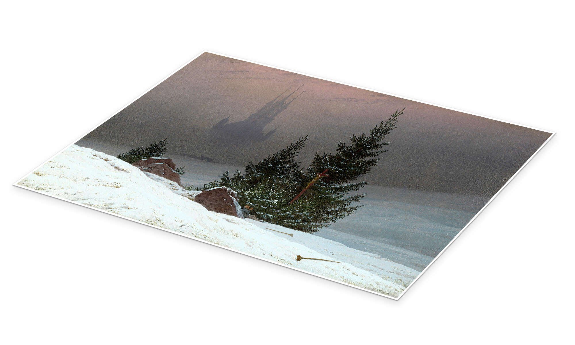 Posterlounge Wandbild Winterlandschaft mit Kirche, Caspar David Friedrich, erhältlich als Poster, Leinwandbild, Wandsticker oder Acrylglasbild