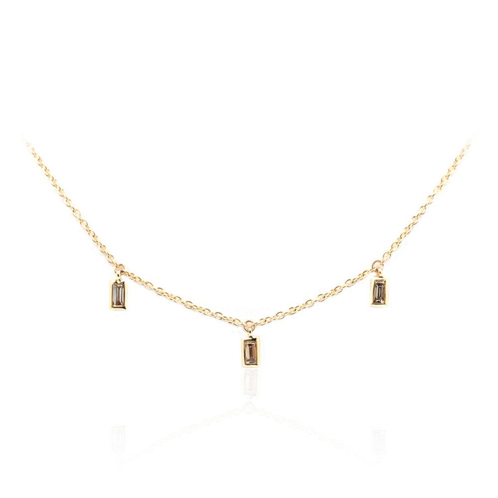 Cavill Goldkette 9 Karat Gelbgold Kette mit 3 champagnerfarbenen SI2 Diamanten, 0,14 ct (1-tlg)