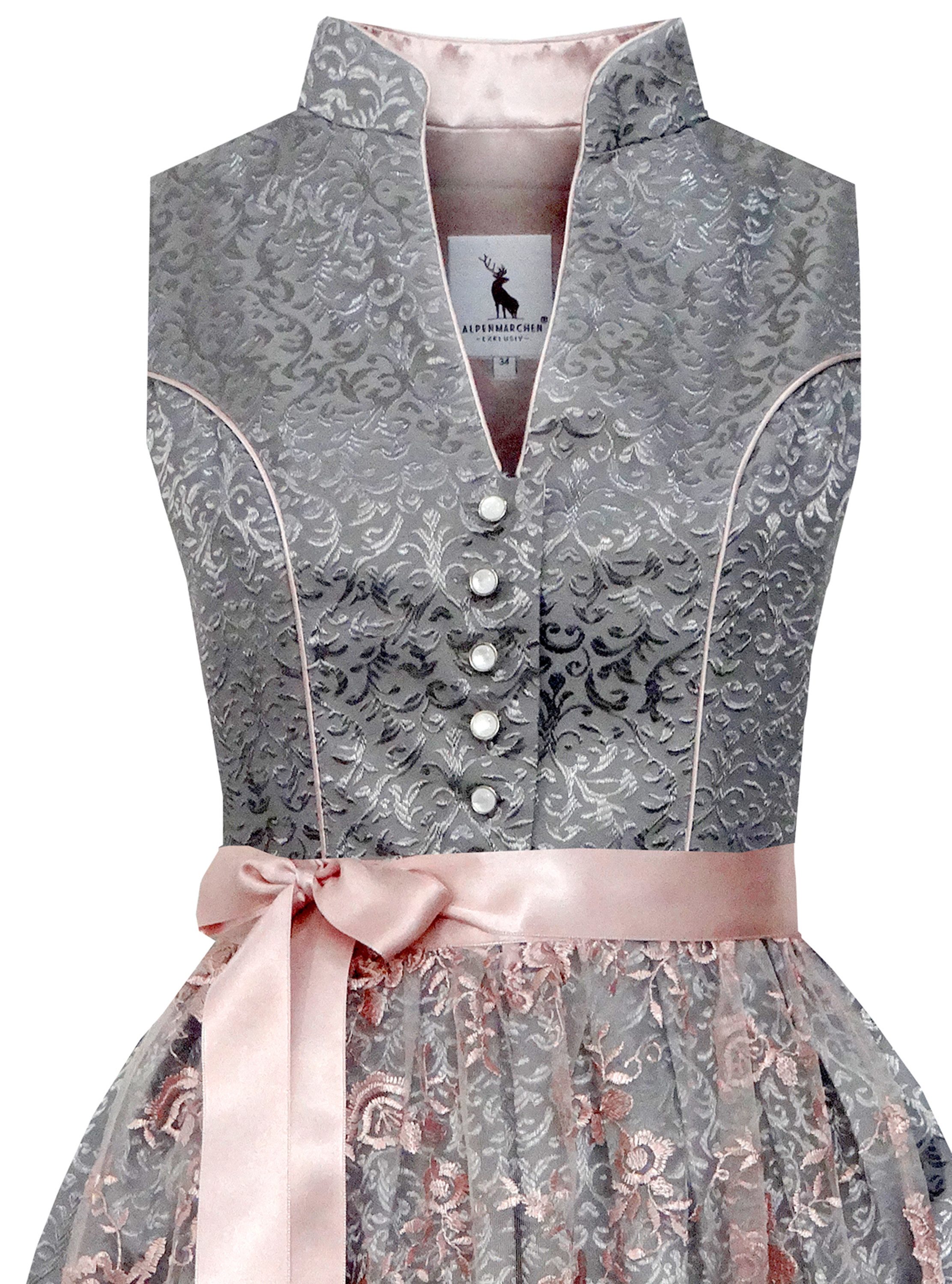 Alpenmärchen Dirndl Midi Dirndl Undine in grau - ALM650 günstig online kaufen