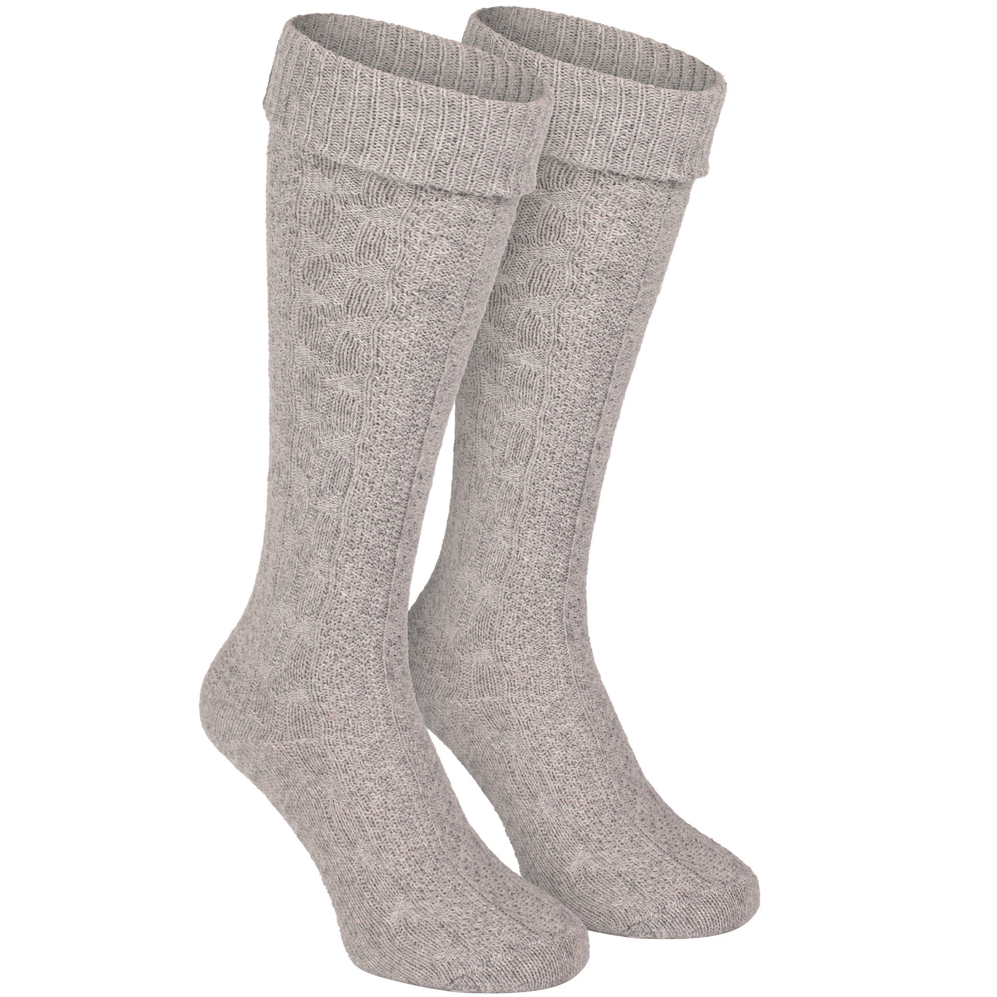 Black Snake Trachtensocken Trachten Kniestrümpfe mit Zopfmuster für Damen & Herren (Kniestrümpfe, 1-Paar, 1 Paar Trachten Kniestrümpfe) Kniehohe Trachtenstrümpfe mit Zopfmuster und Umschlagbund