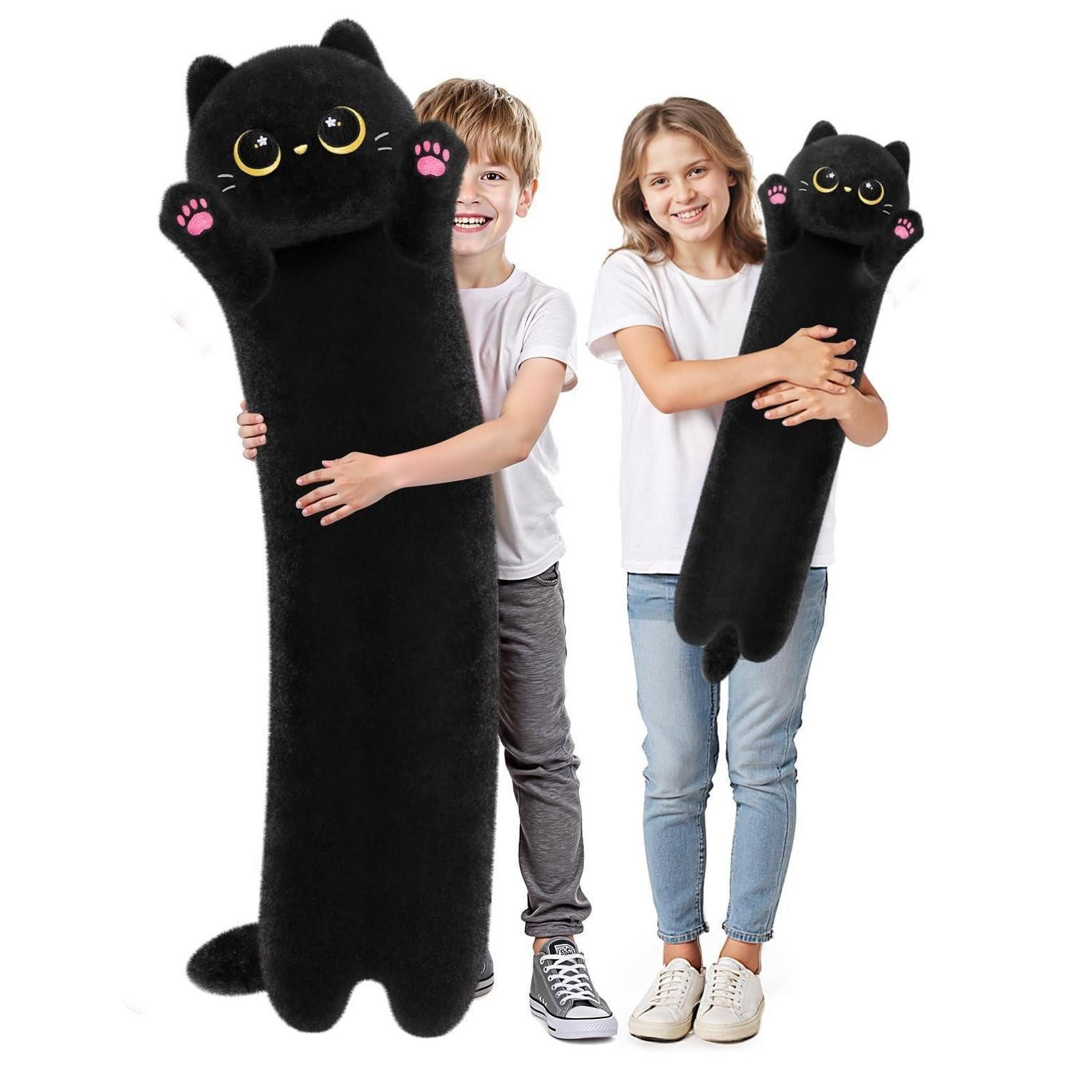 LuxusKollektion Kuscheltier Körperkissen Plüsch Katze Füllung Geschenk Schwarze Katze 110 cm