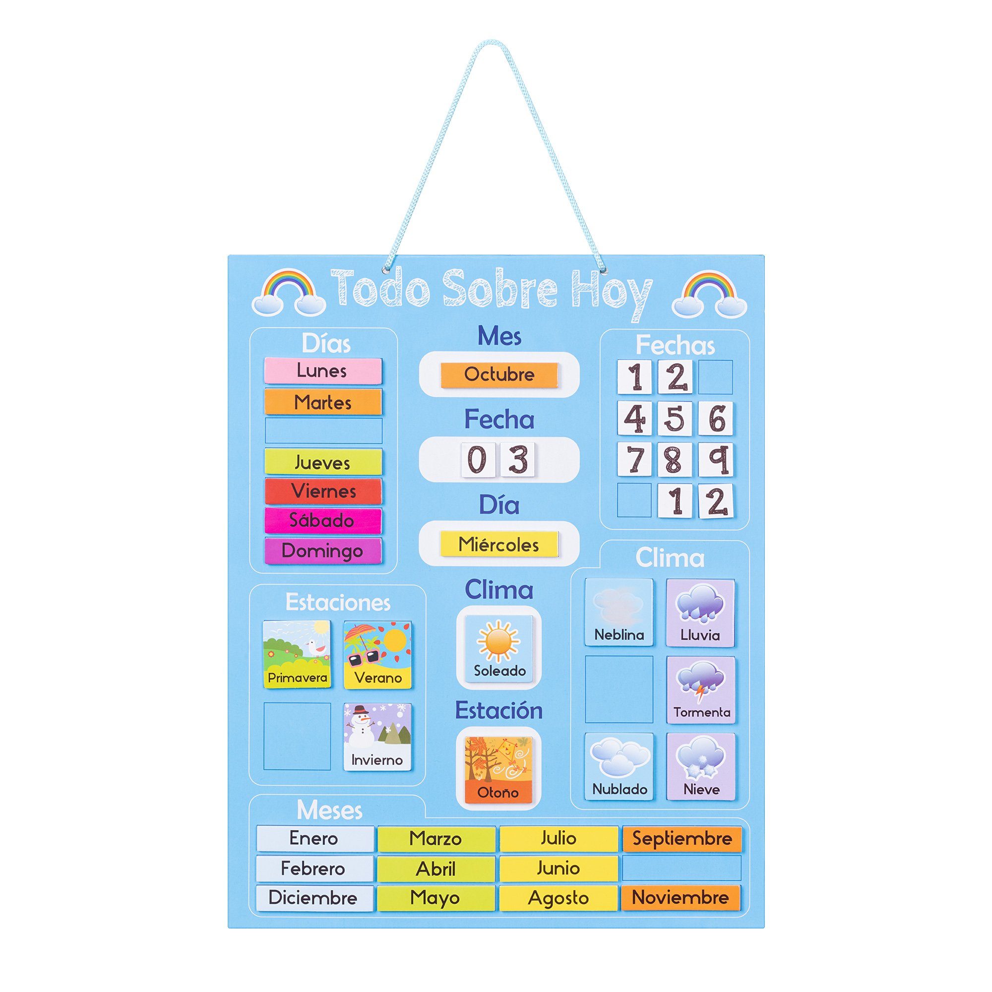 Magnettafel Kalender Tafel für Kinder - Jahreszeiten Uhr - magnetisch