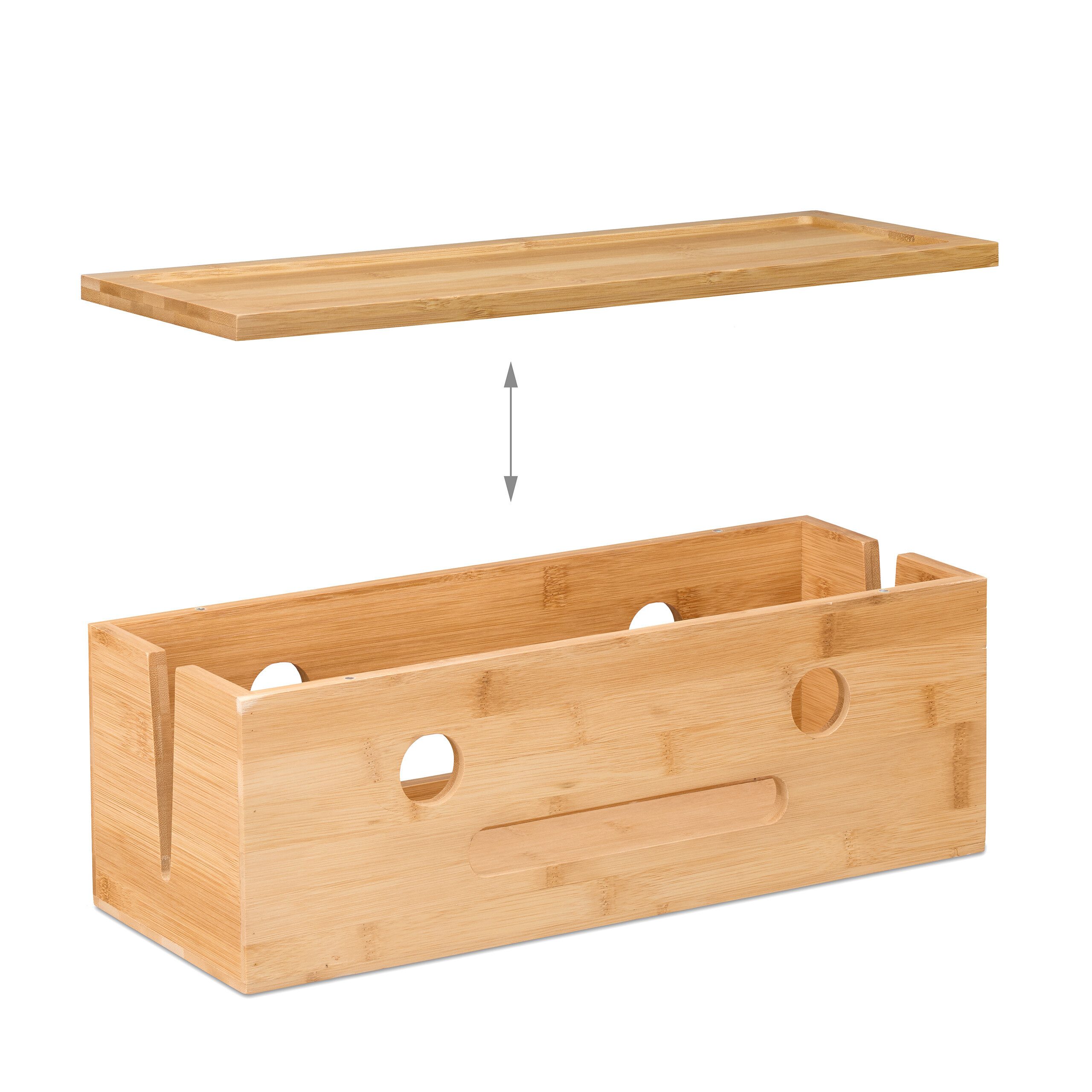 relaxdays Kabelbox aus Bambus