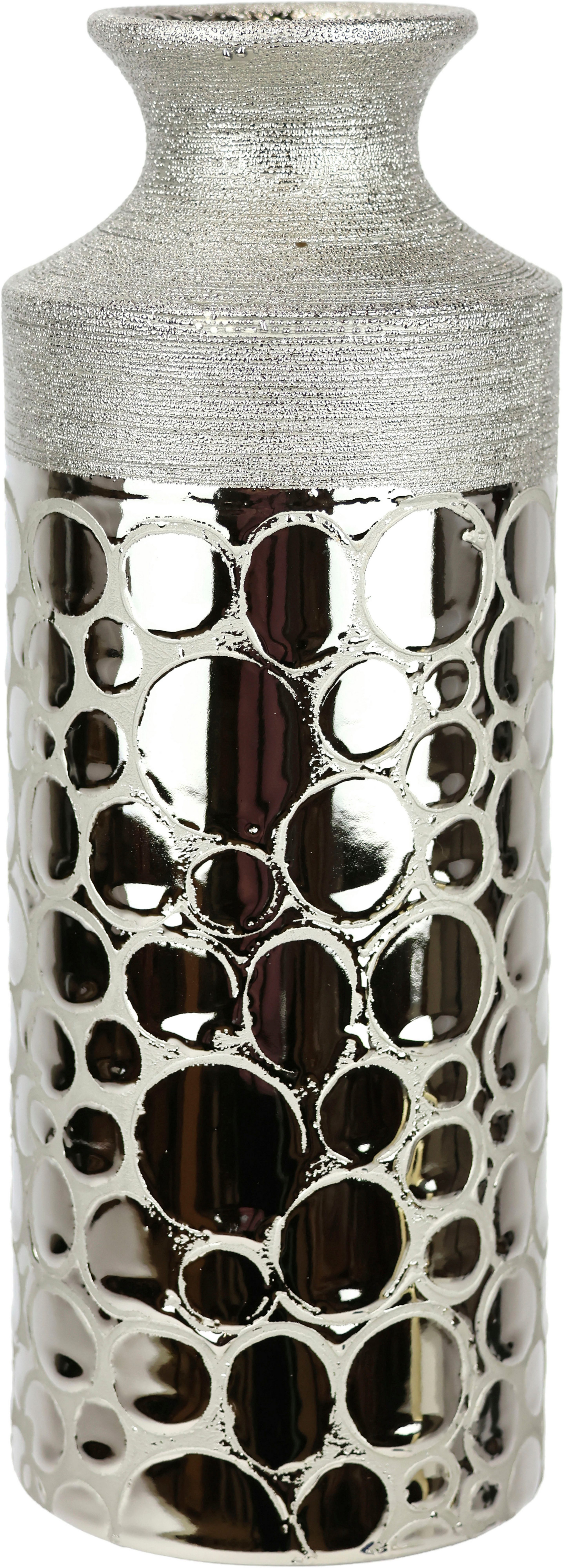 I.GE.A. Tischvase Vase aus Keramik (1 St), Keramikvase Blumenvase Zylindrisch Blumen Dekovase Deko Hochzeitsdeko