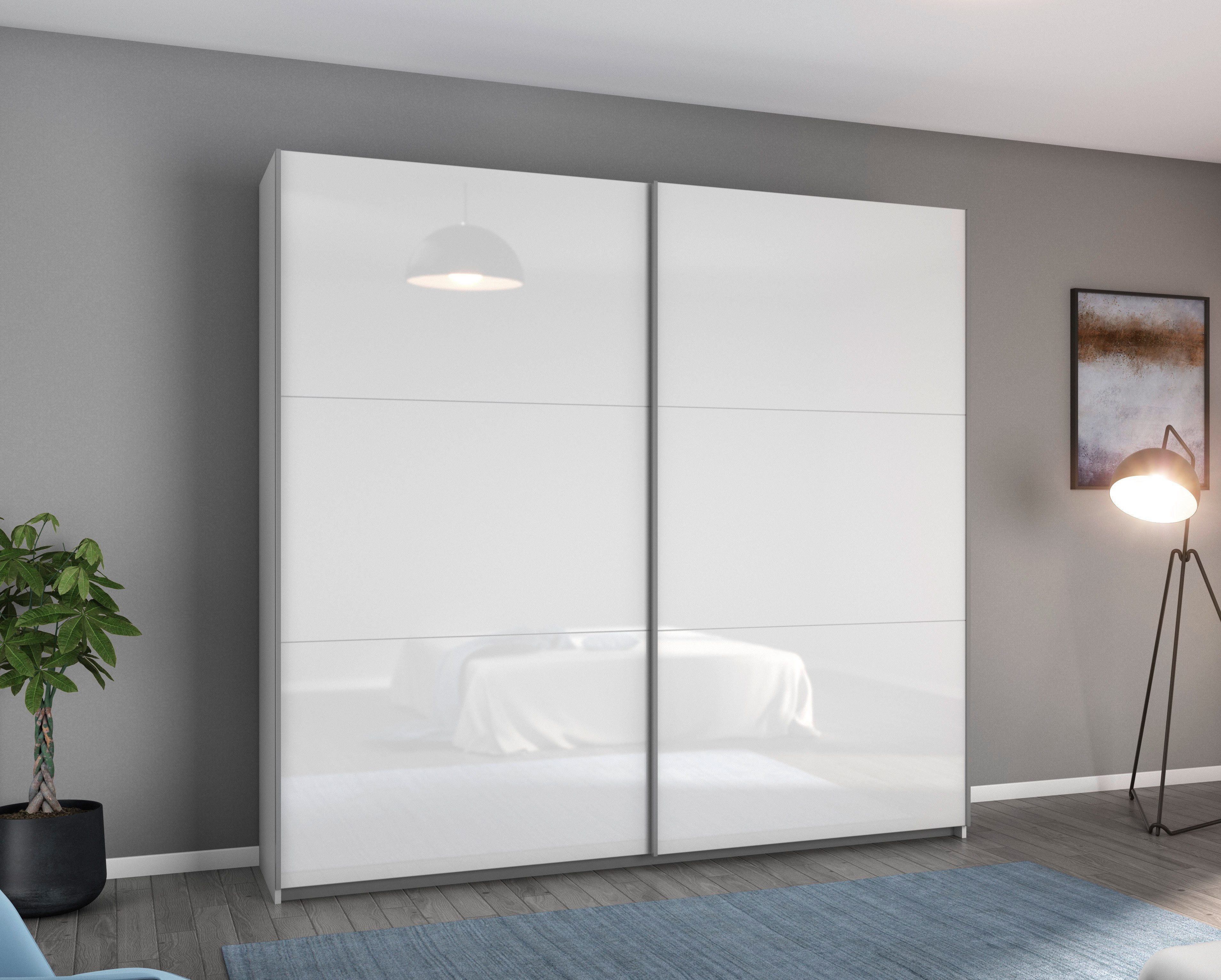 rauch Schwebetürenschrank AURELIO Kleiderschrank Garderobe (3 Ausstattungen BASIC/CLASSIC/PREMIUM (inkl. SOFT-CLOSE-FUNKTION) 3 verschiedene Ausstattungsvarianten Griffe aus Metall MADE IN GERMANY
