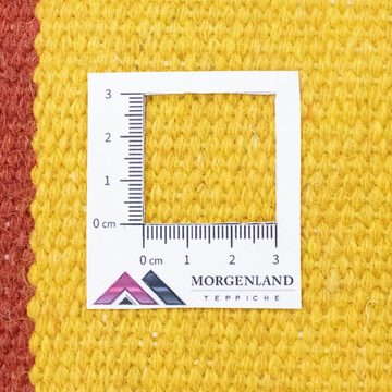Wollteppich Kelim Teppich handgewebt gelb, morgenland, rechteckig, Höhe: 6 mm, Kurzflor