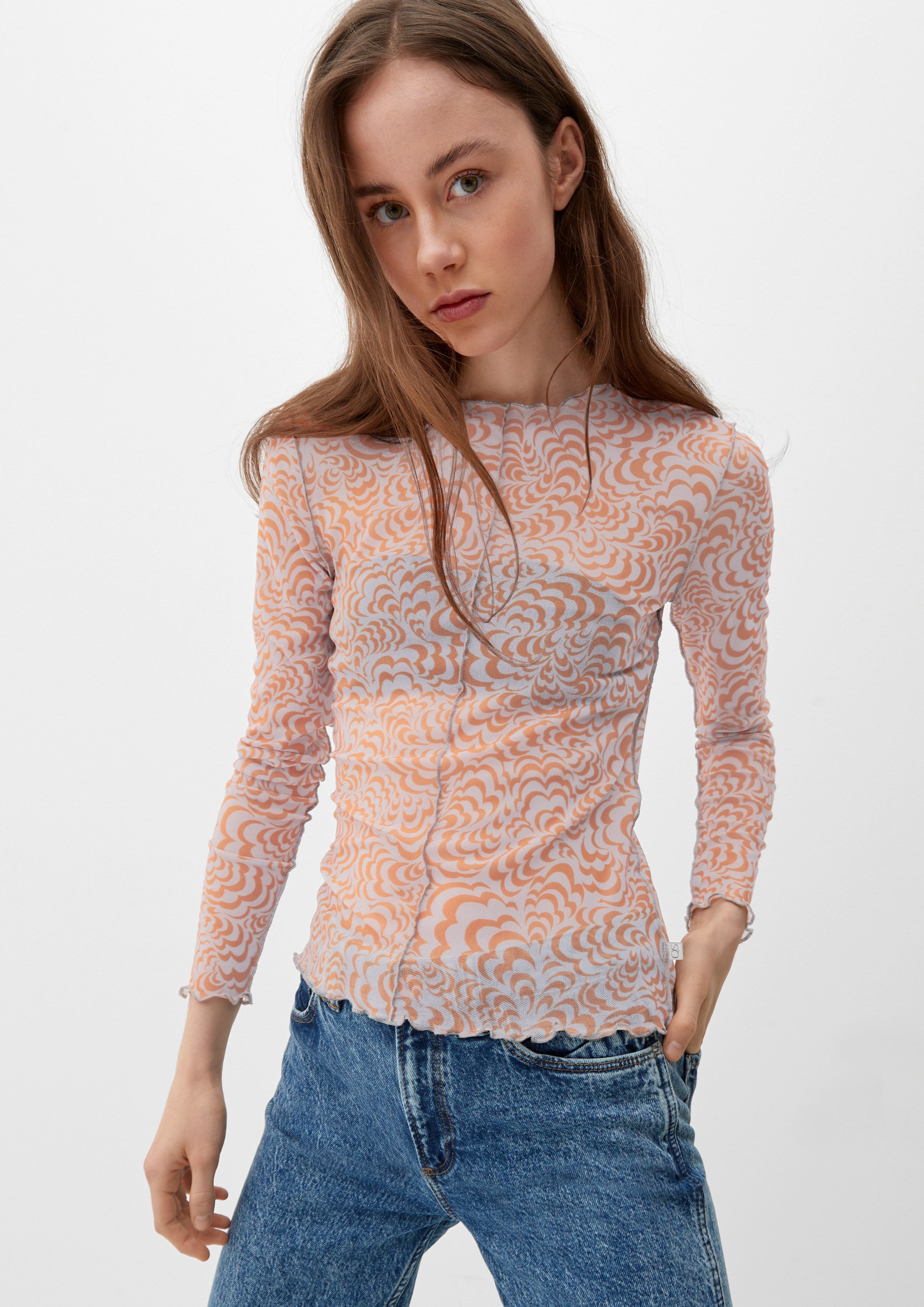 QS Langarmshirt T-Shirt T-Shirt mit Inside Out-Effekt günstig online kaufen