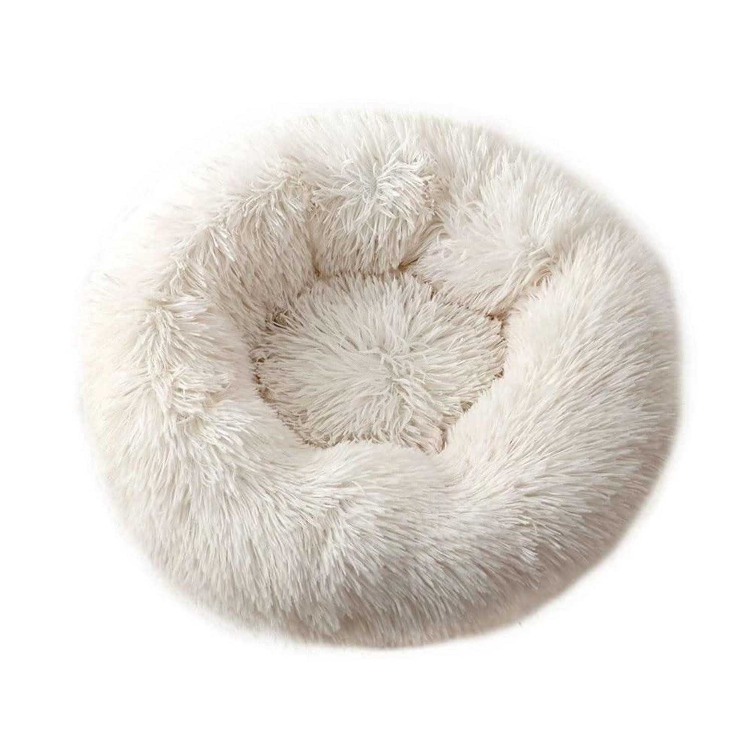 LuxusKollektion Hundebett Hundebett Donut warm rund 40cm weiß