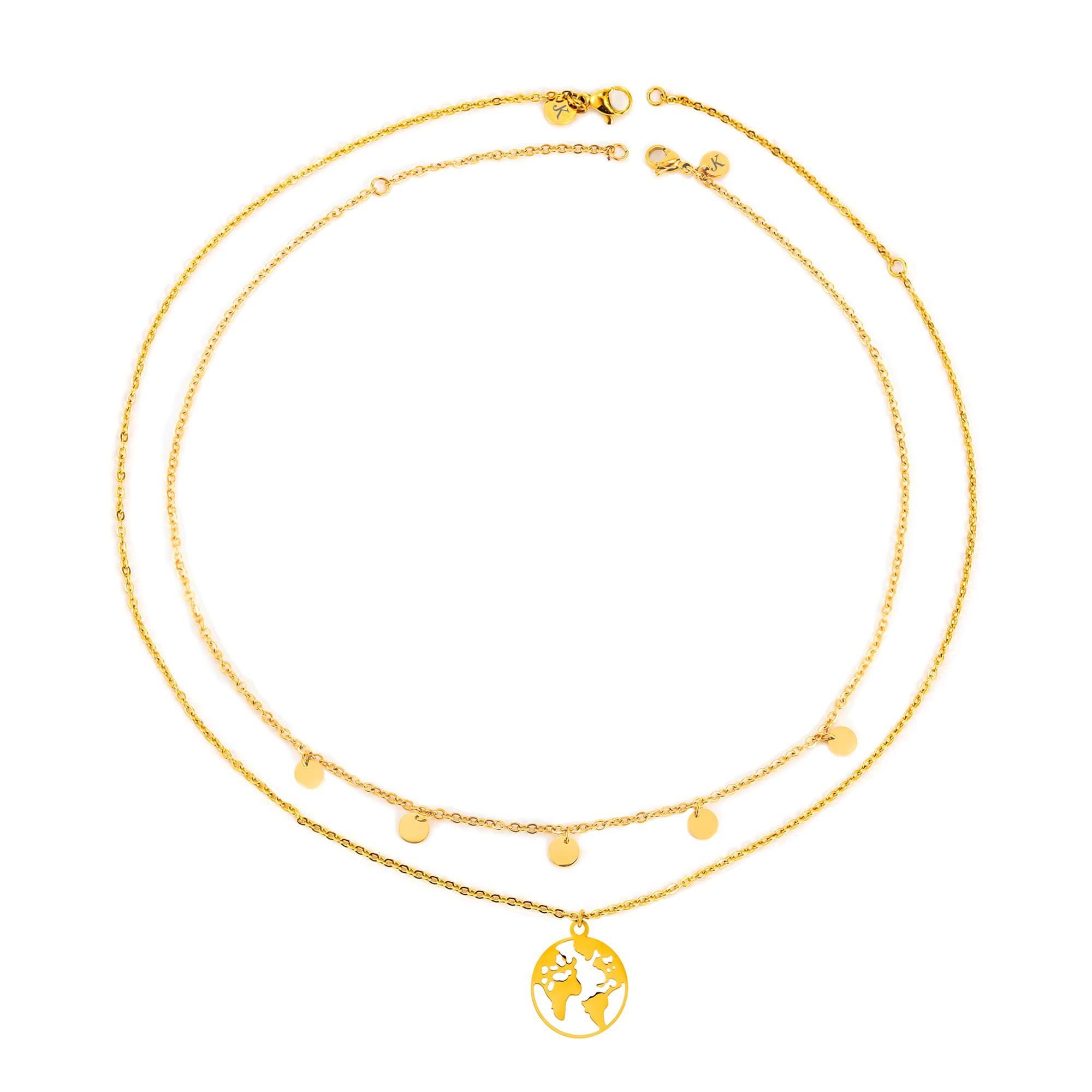 Kim Johanson Schmuckset Plättchen & Weltkarte, 2 x Ketten Set günstig online kaufen