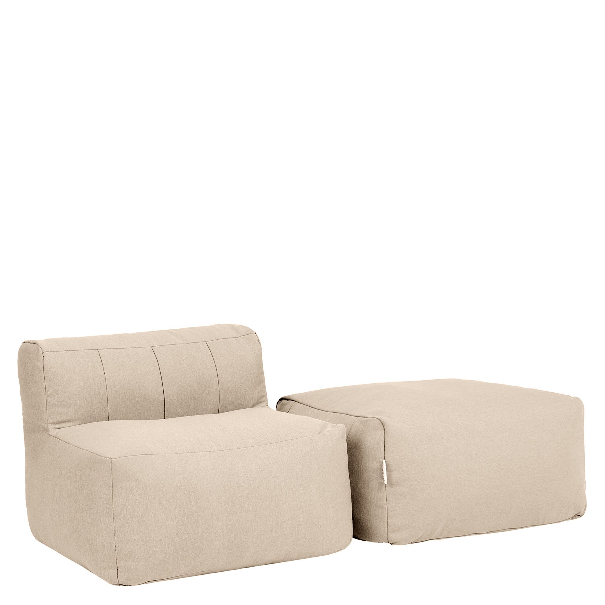 icon Gartenlounge-Set Modulares Outdoorsofa 2 Stück aus Olefin „Zen“, (Spar-Set, 1 x Ecksofa, 1 Hocker), Schaumstoff Füllung, für Wohnzimmer, für den Außenbereich, wetterfest