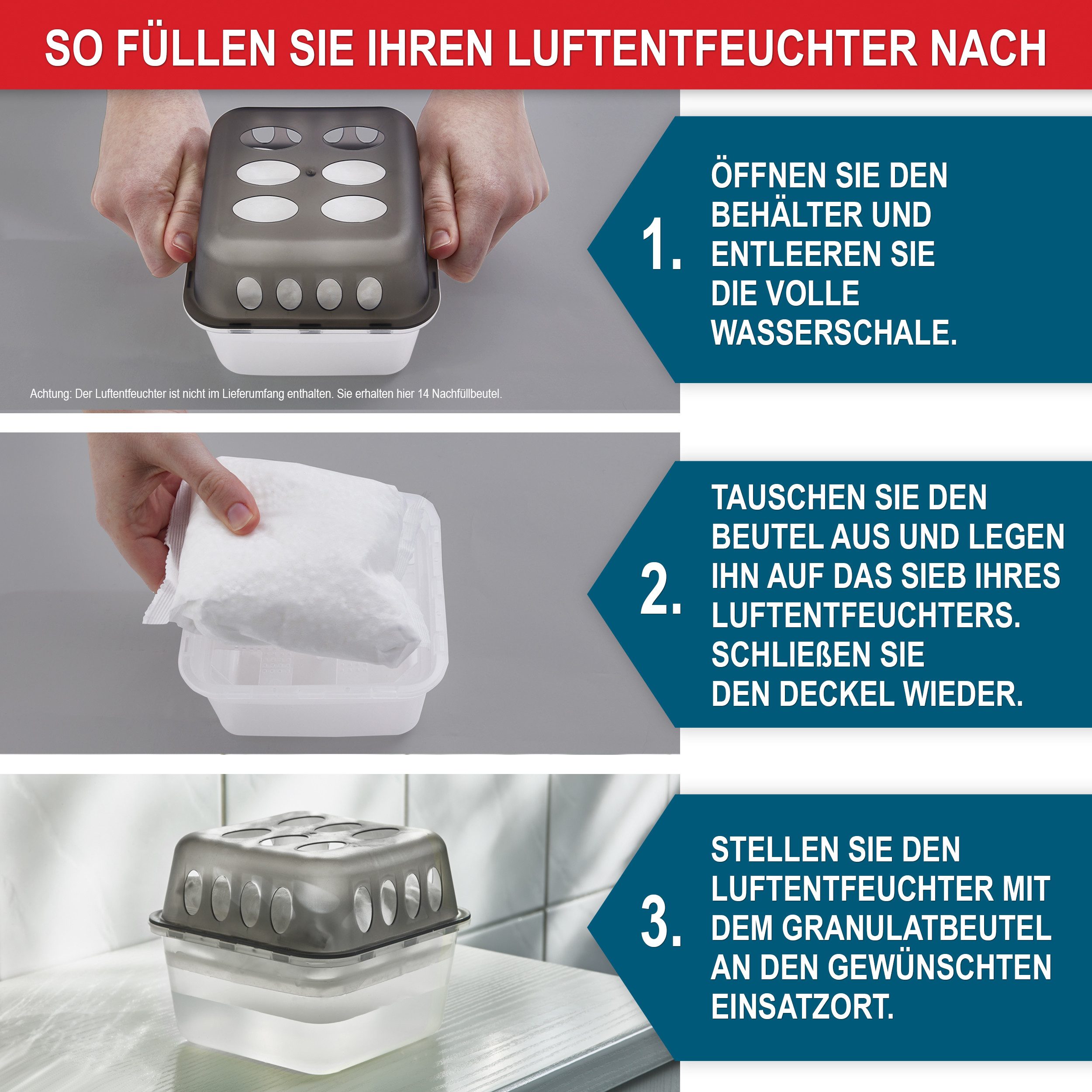 Onbest Luftentfeuchter-Nachfüllpack Set mit 14 x 400 g, Granulat Nachfüllbe günstig online kaufen
