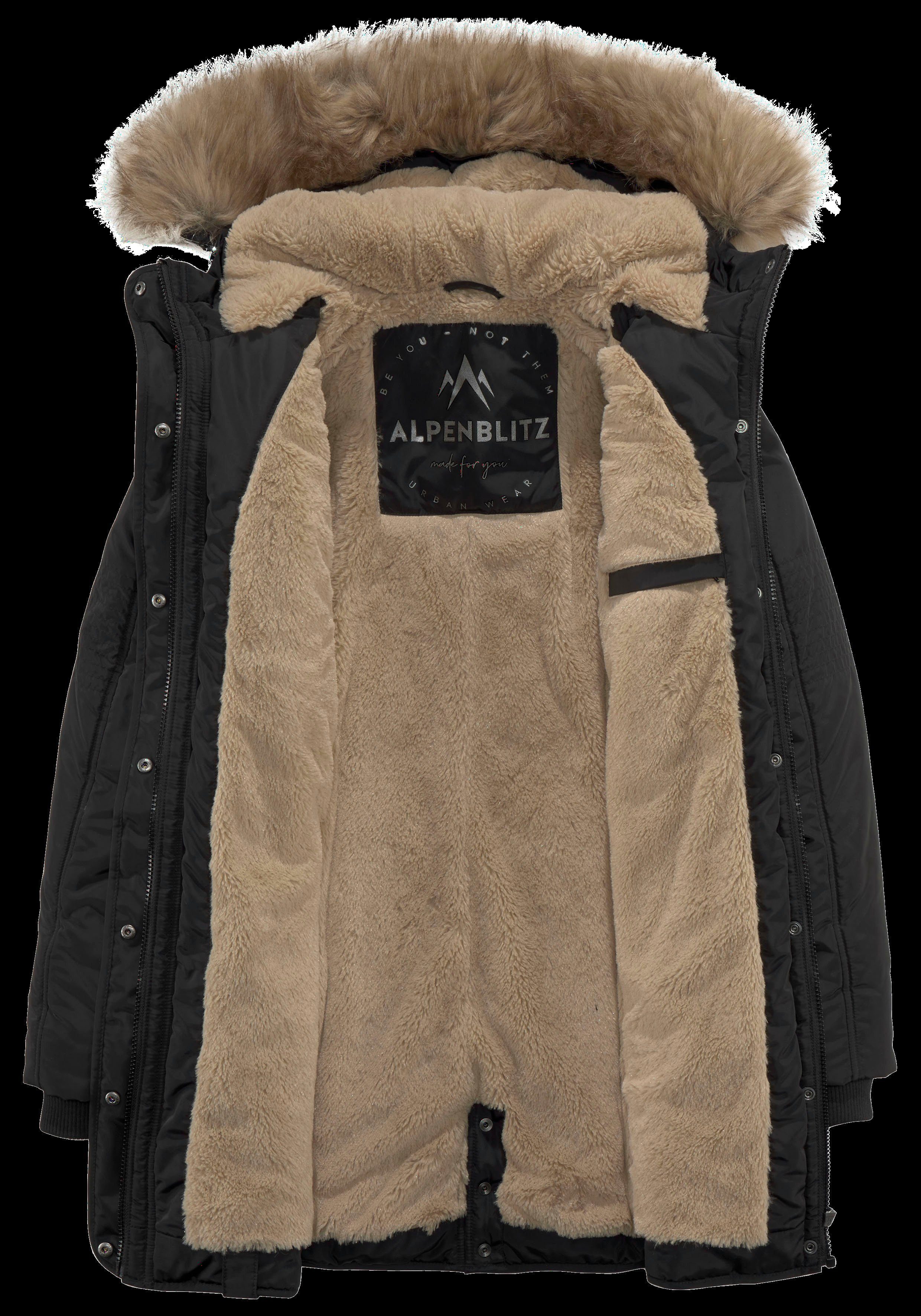 ALPENBLITZ Parka Wintercharme für kalte Temperaturen, aus Webstoff, mit Kapuze, mit Taschen
