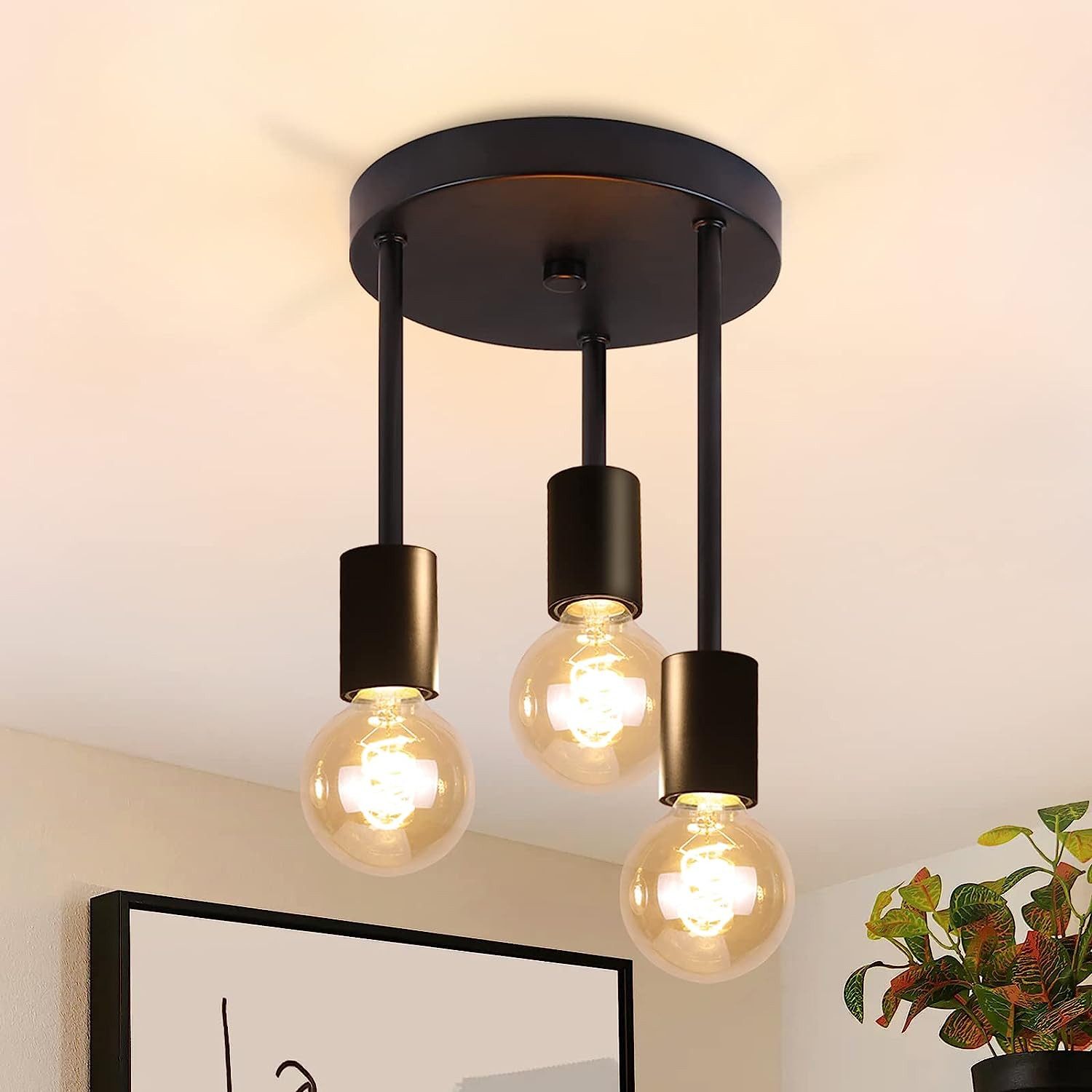 Nettlife Deckenstrahler Schwarz Vintage E27 3 günstig online kaufen