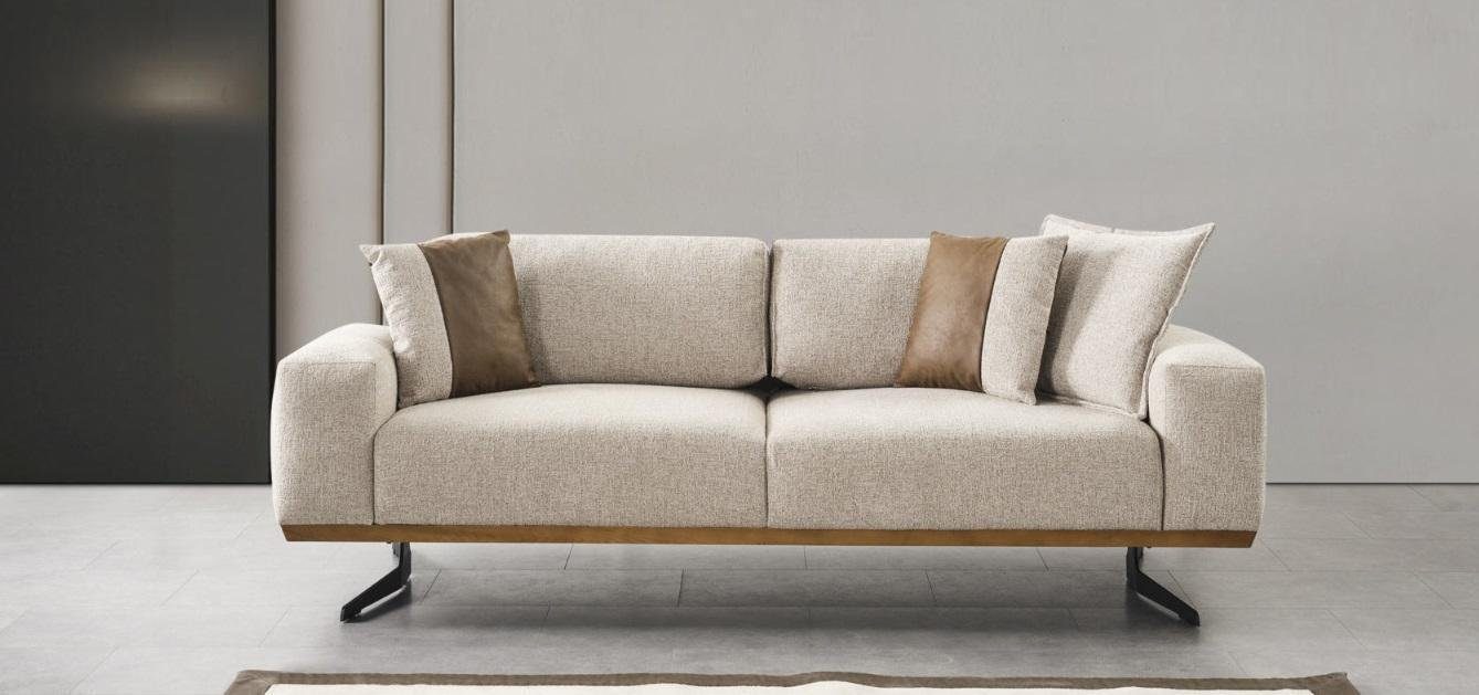 JVmoebel 3-Sitzer Designer Dreisitzer Sofa Beige Farbe Luxus Möbel in Wohnzimmer 225cm, 1 Teile, Made in Europe
