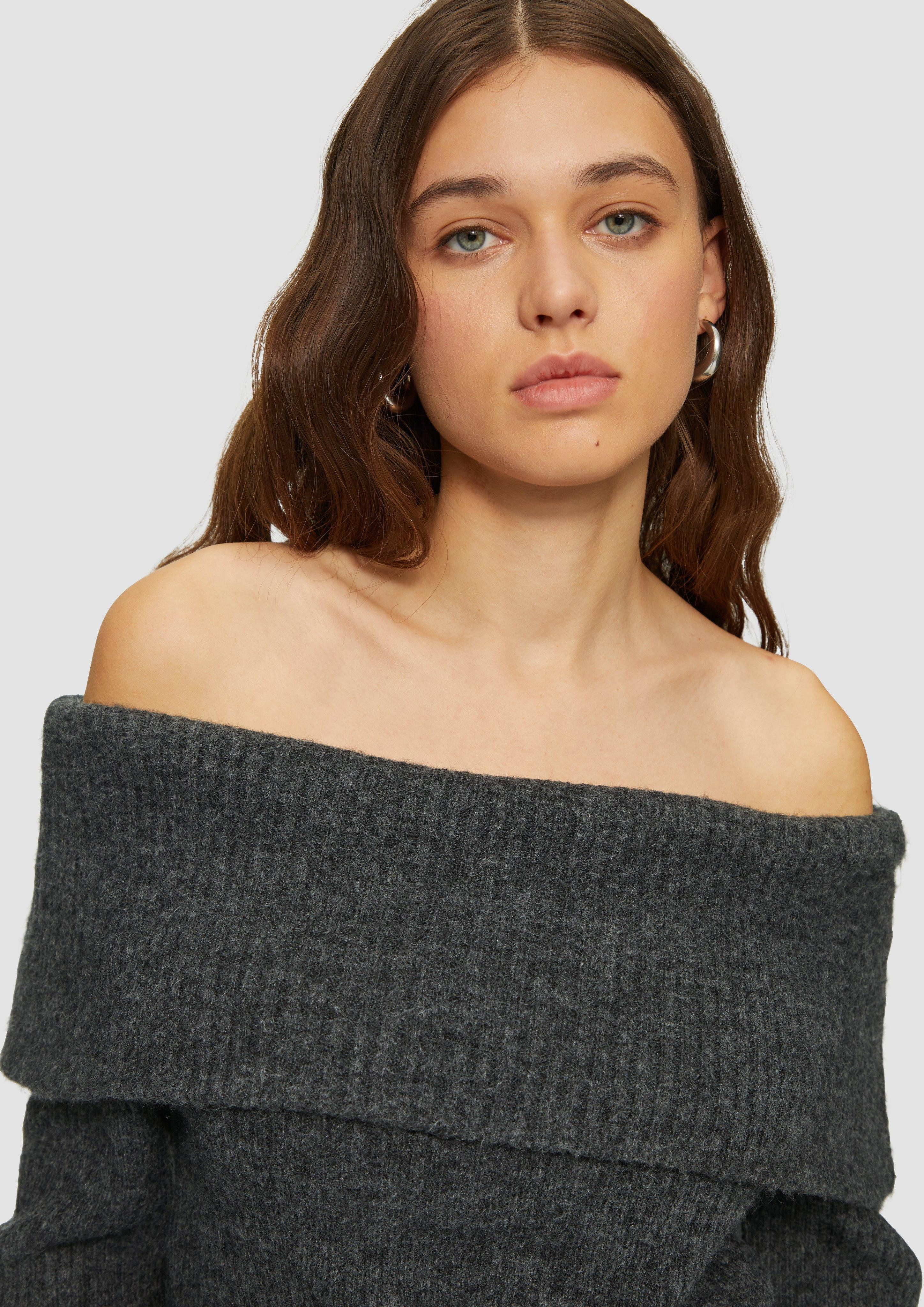 QS Strickpullover Rippstrickpullover mit Offshoulder-Ausschnitt günstig online kaufen