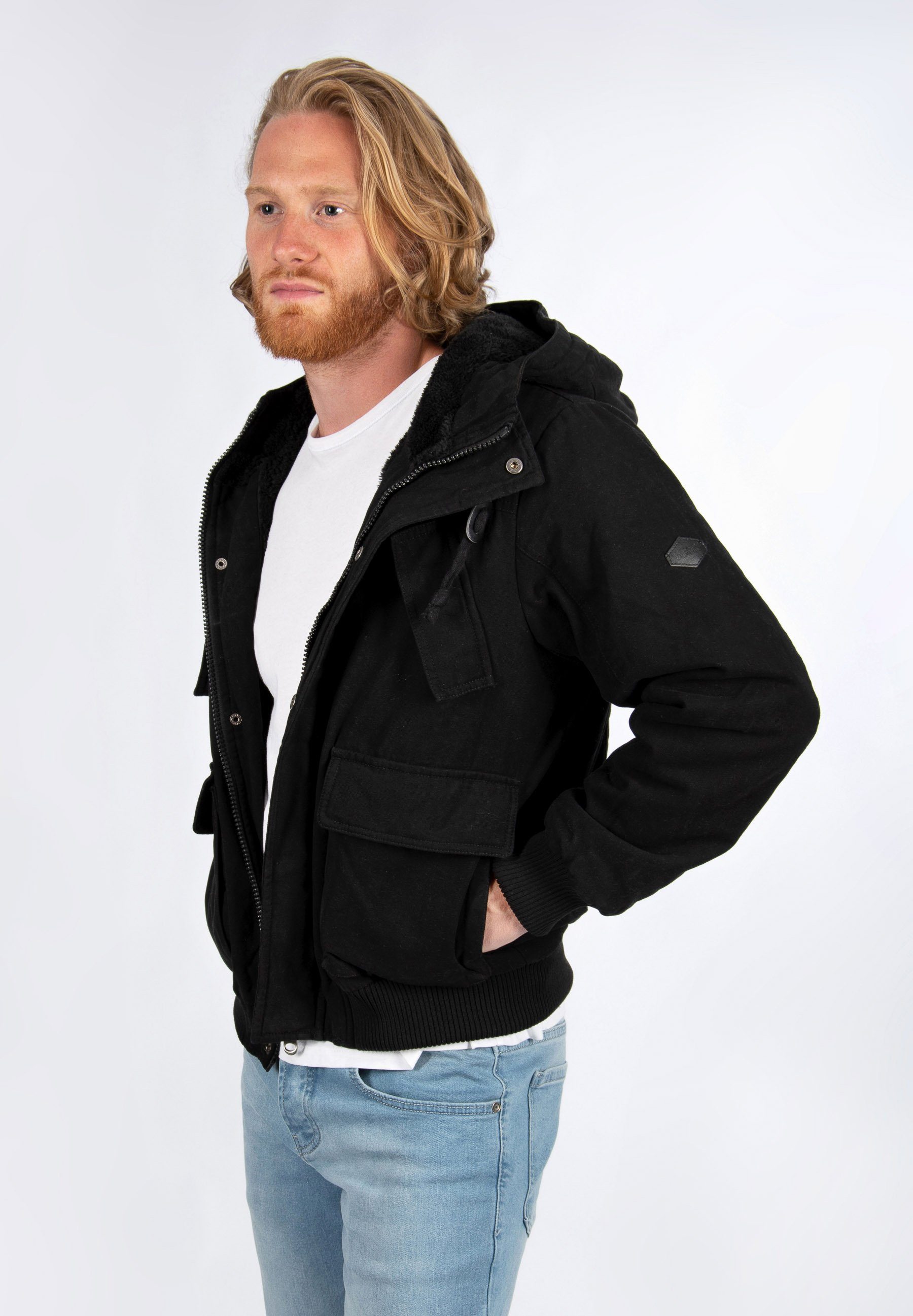 mit Salvarini Alessandro warmem Winterjacke kuschlig schwarz AS-139 Teddyfell