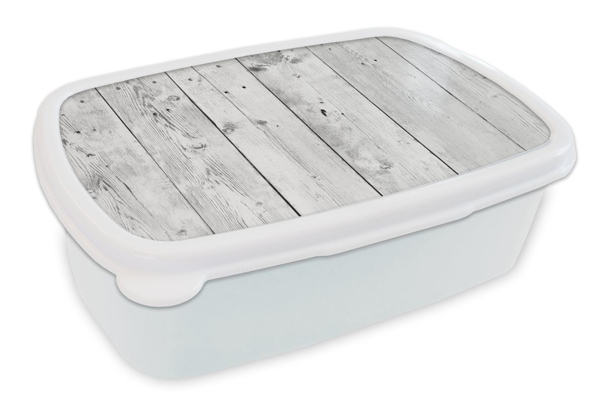 MuchoWow Lunchbox Regal - Grau - Brocante - Weiß, Kunststoff, (2-tlg), Brotbox für Kinder und Erwachsene, Brotdose, für Jungs und Mädchen
