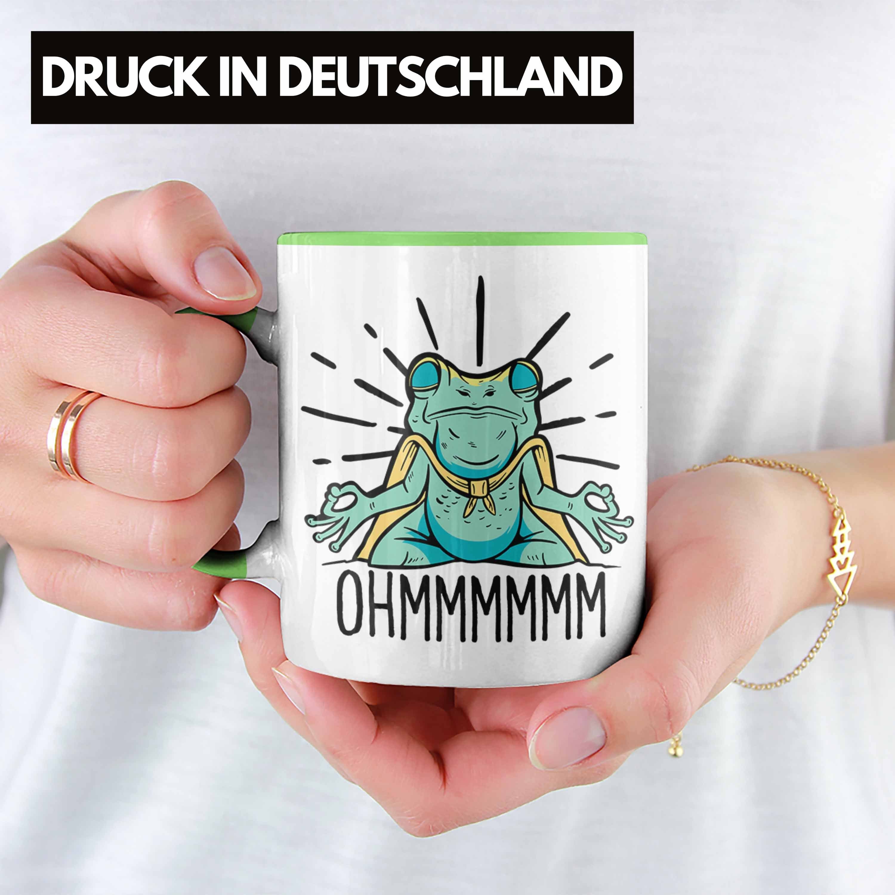 für Grün meditationsbegeisterte Mediration Tasse Trendation Meditiere Tasse Frosch Geschenk