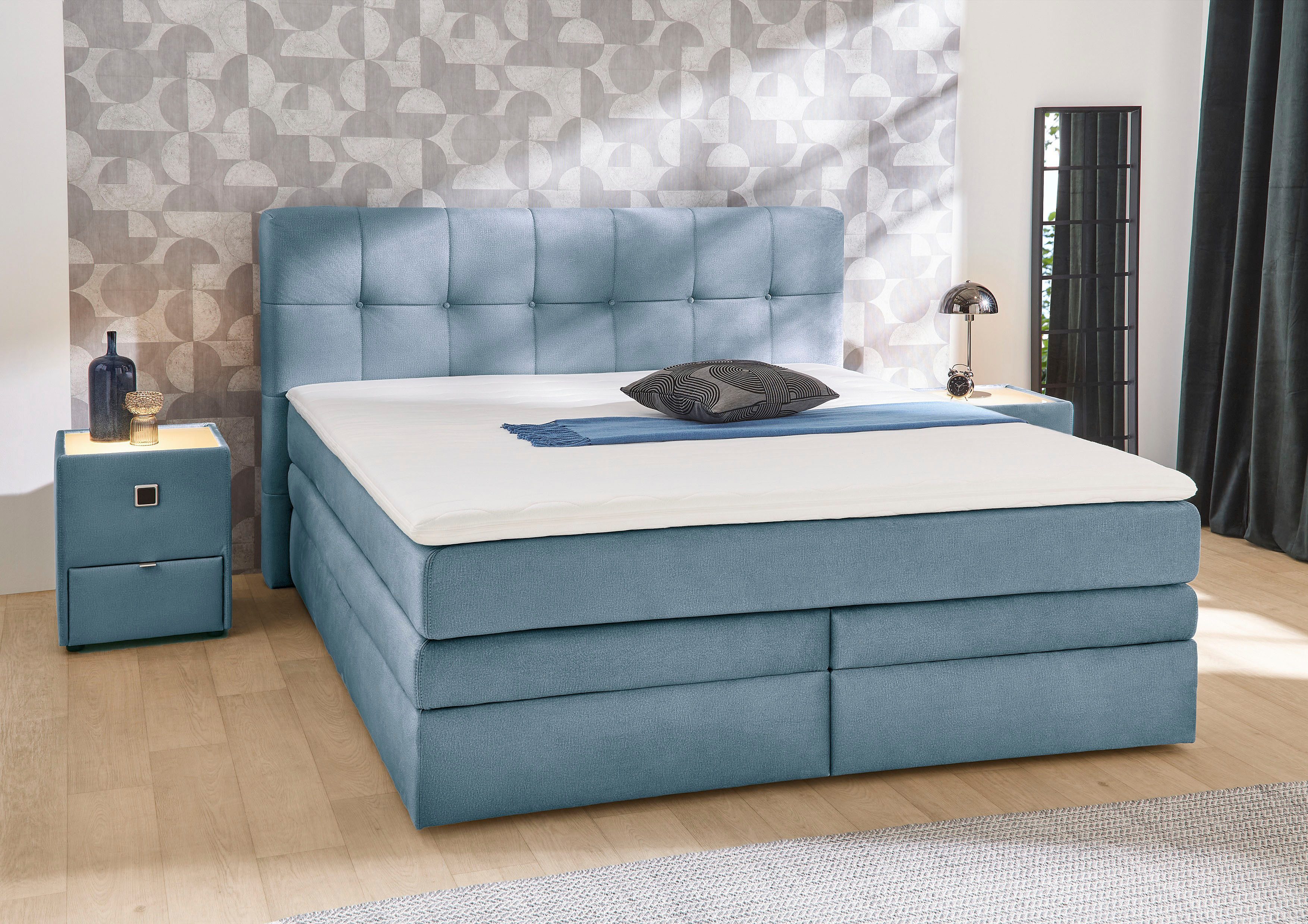 Jockenhöfer Gruppe Boxspringbett Amy, mit Bettkasten und Kaltschaum-Topper, erhältlich in 120, 140 & 180cm