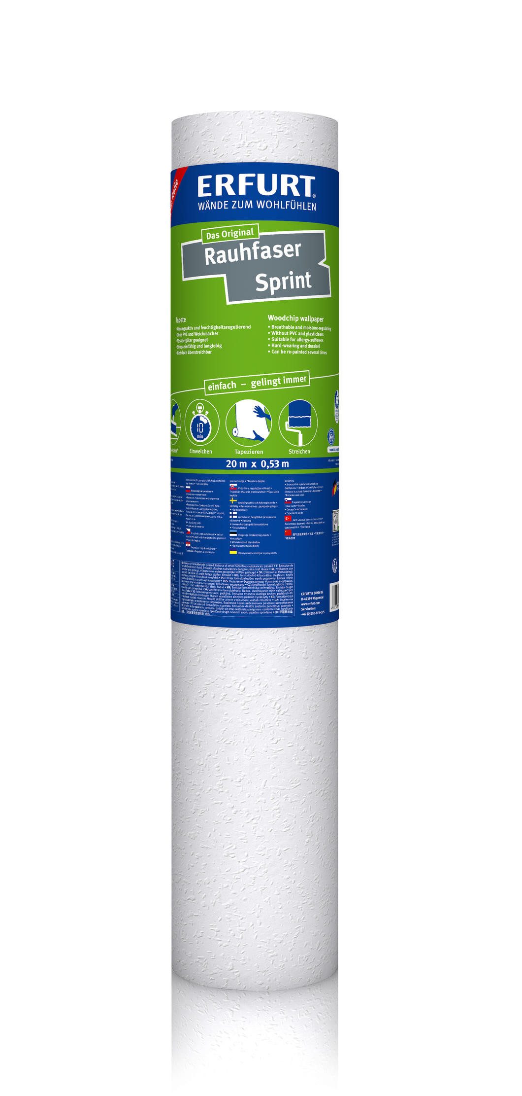 ERFURT Papiertapete Rauhfaser SPRINT, 20 m x 0,53 m - 6 Rollen günstig online kaufen
