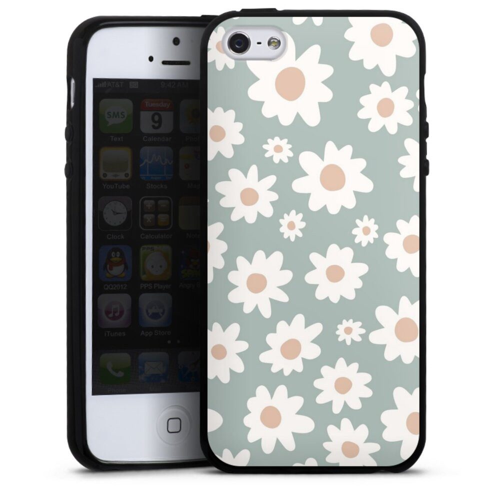 DeinDesign Handyhülle Gänseblume Muster Blumen Daisy Flower Seamless Pattern Green, Apple iPhone 5 Silikon Hülle Bumper Case Handy Schutzhülle