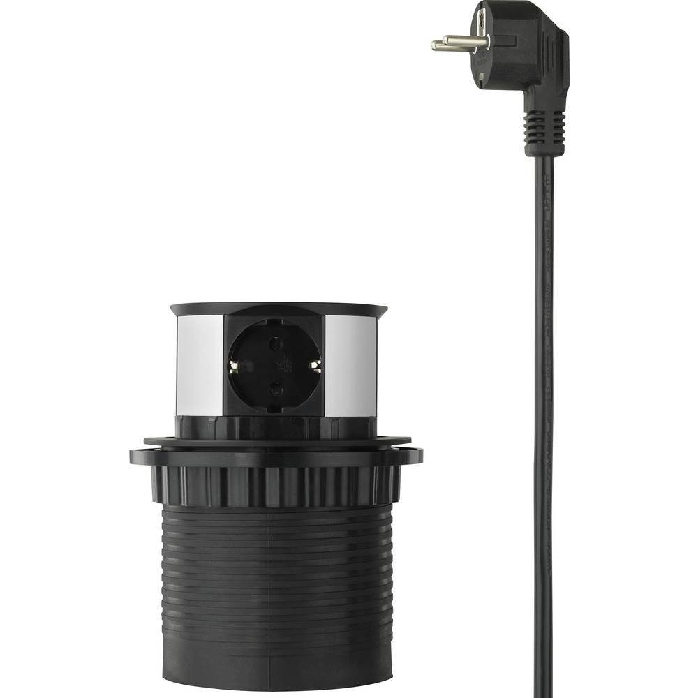 Sygonix 3fach Steckdosenturm mit 2 x USB-A SY-4780156 Steckdosenleiste, mit USB, versenkbar, erhöhter Berührungsschutz