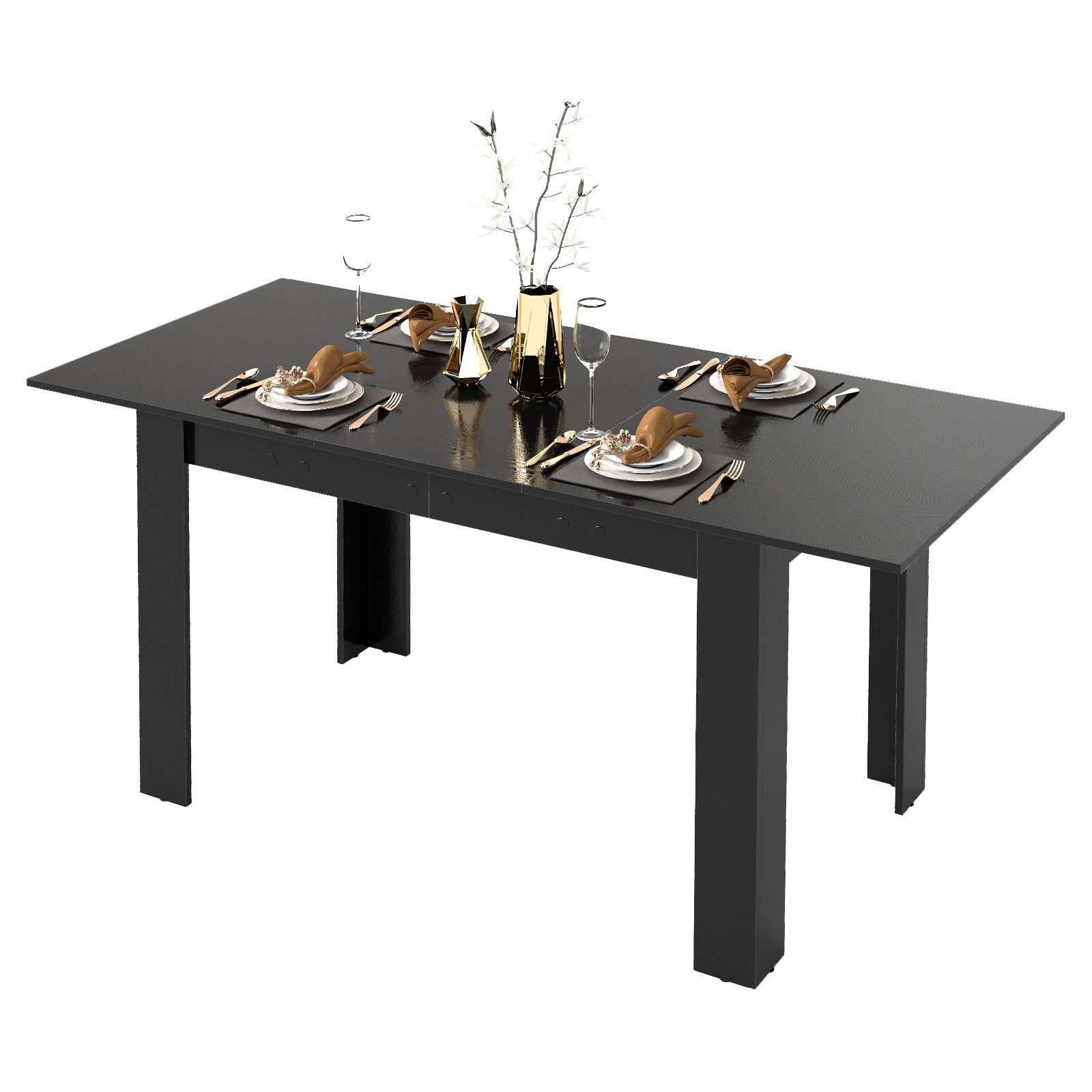 COSTWAY Esstisch, erweiterbar, für 4-6 Personen, bis 110 kg,120/158 x 70cm