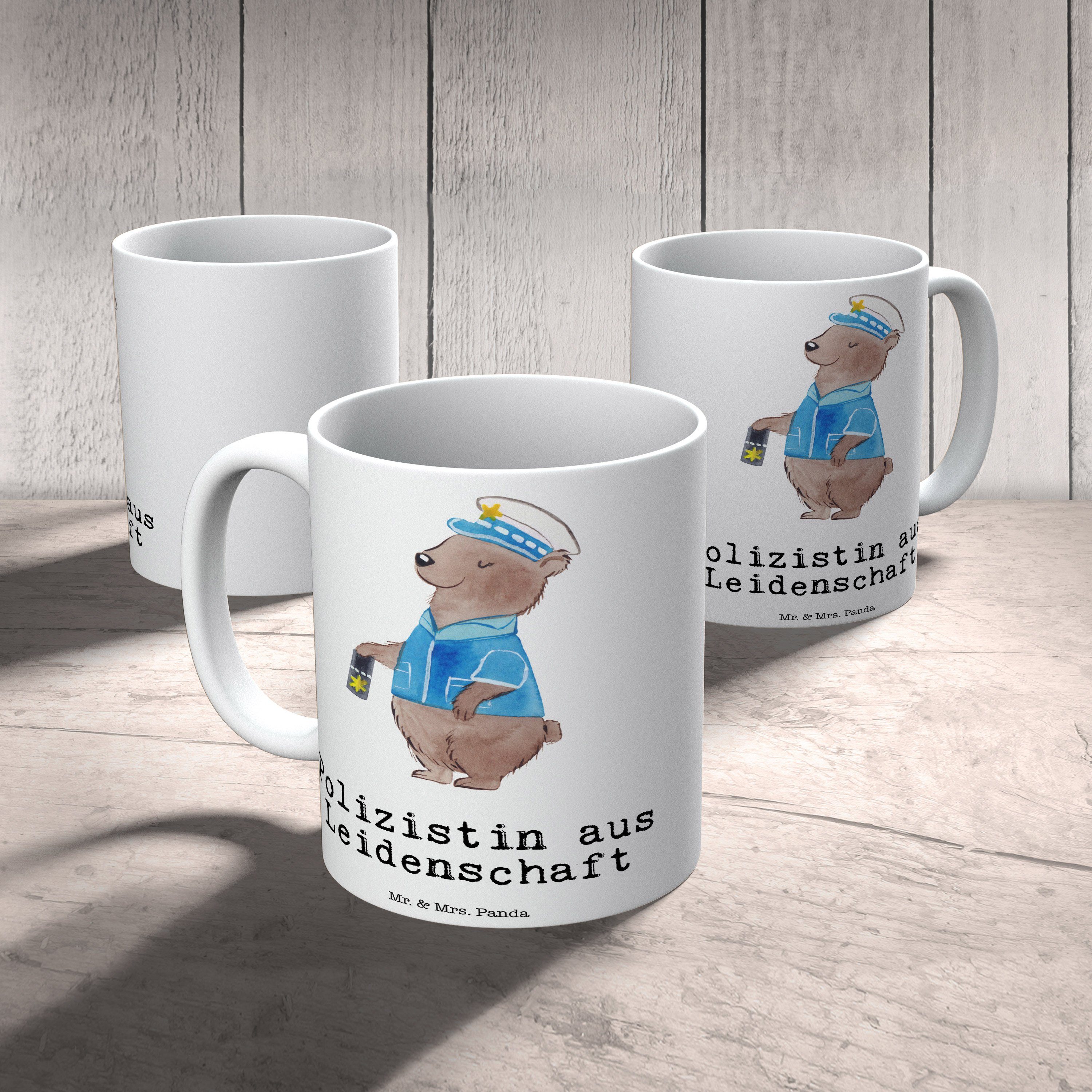 Mr. & Mrs. Geschenk, Panda Polizistin aus Keramik Tasse Sprüche, Tasse Weiß Leidenschaft - - Polizei
