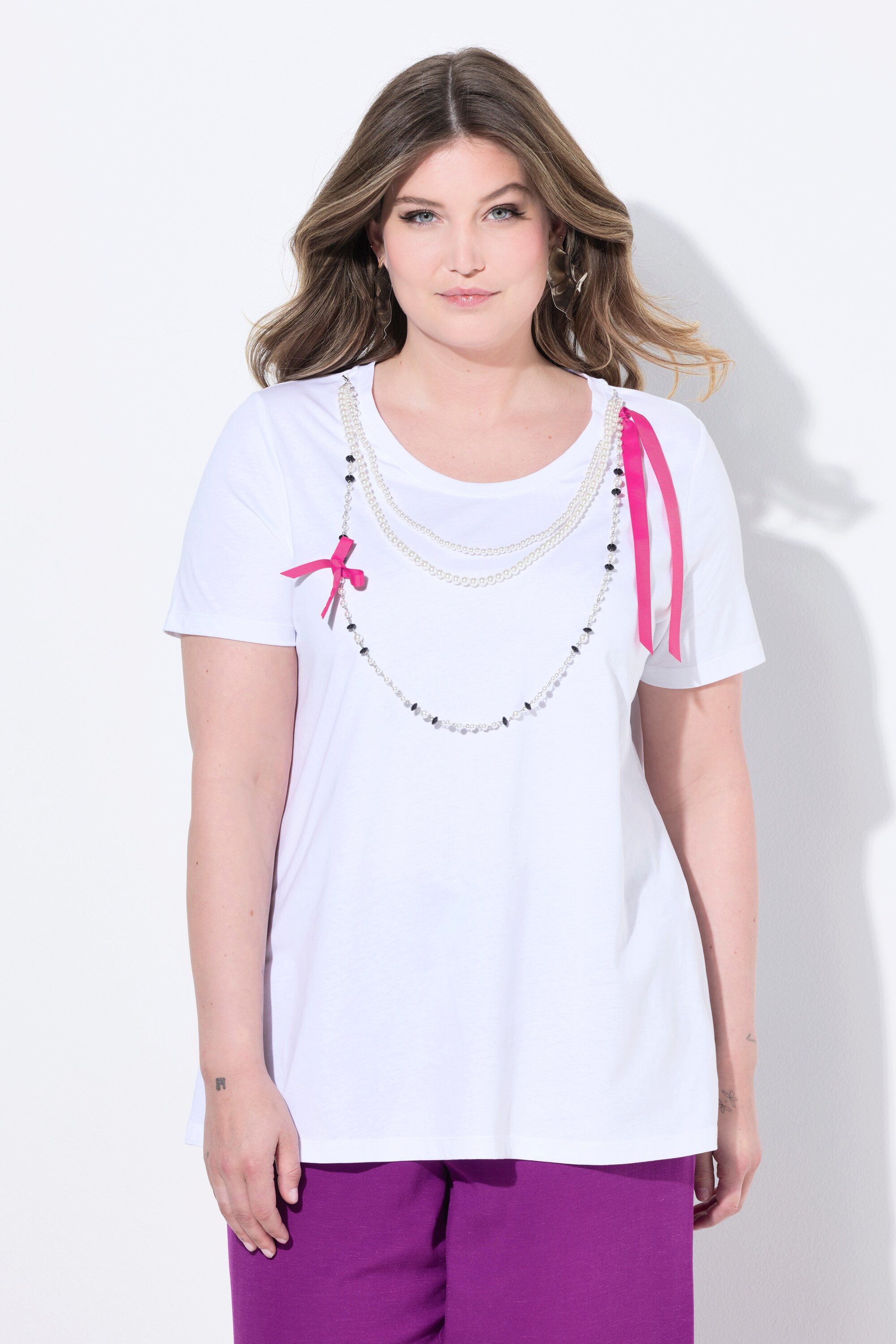 MIAMODA T-Shirt T-Shirt A-Linie abnehmbare Zierperlen-Ketten günstig online kaufen