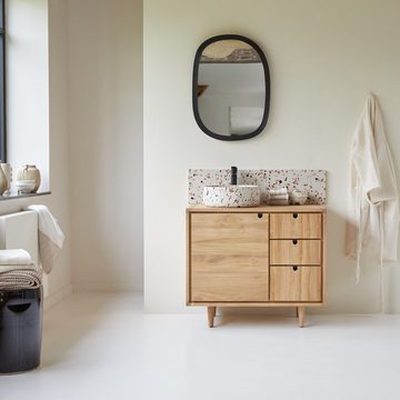 Tikamoon Waschbecken Ava Fliesenspiegel aus Premium-Terrazzo Brown 100 cm