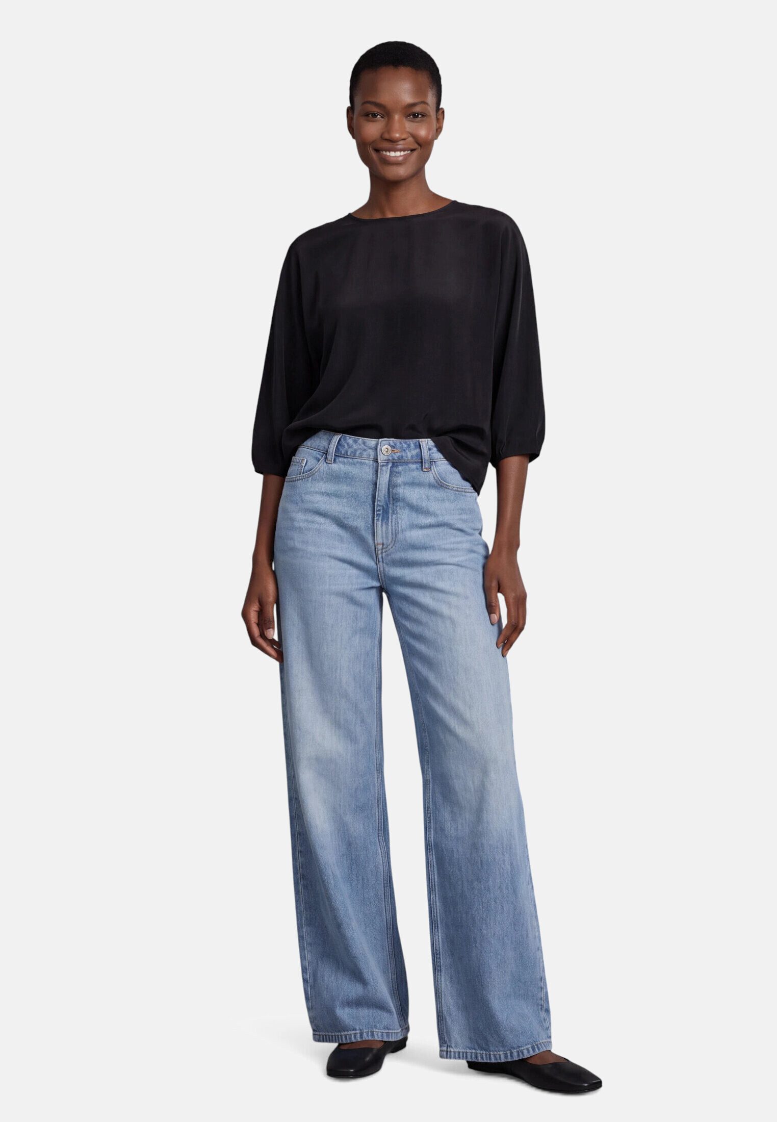 Zero Schlupfbluse Damen mit Gürtel