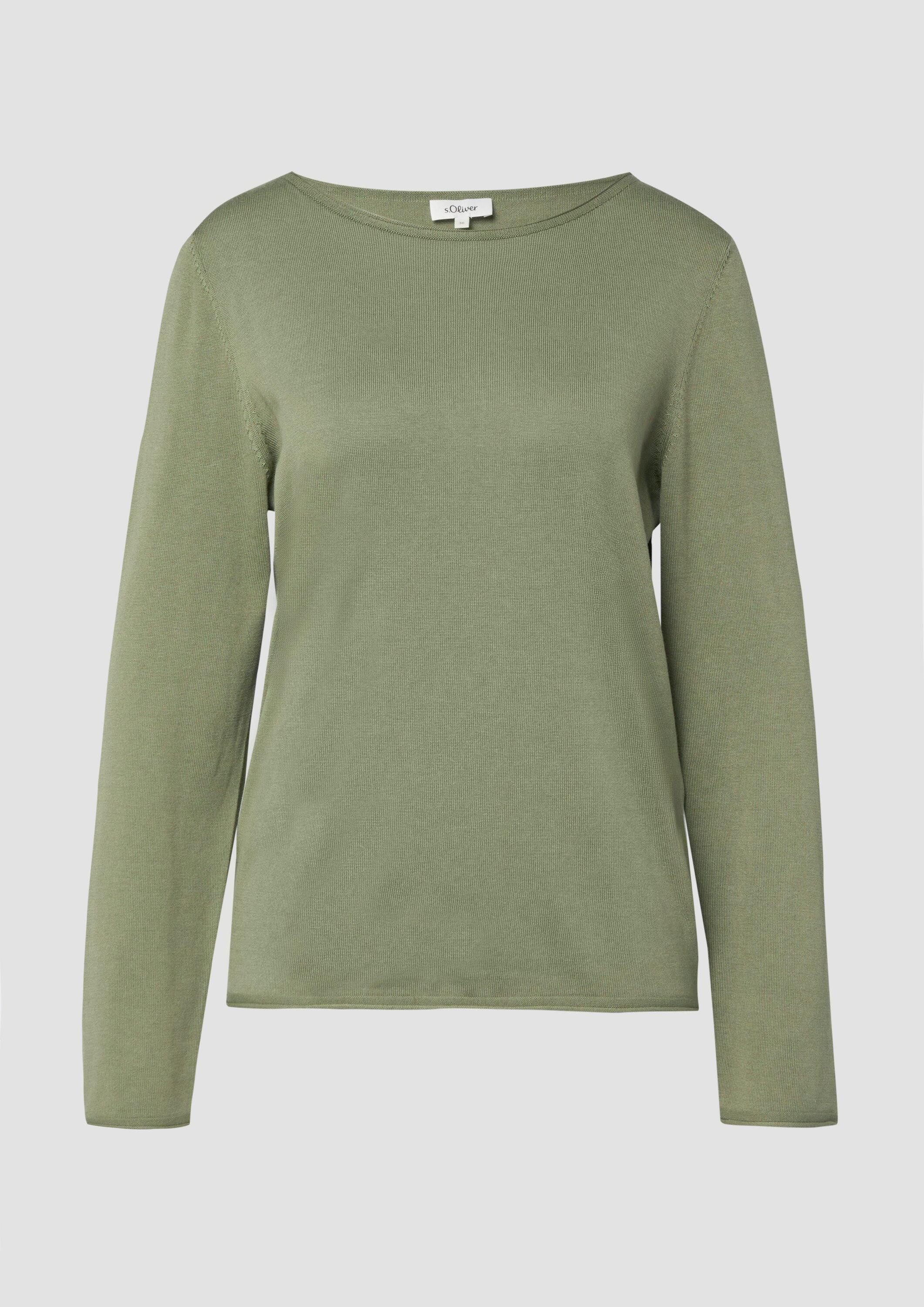 s.Oliver Longpullover Strickpullover Feinstrickpullover mit Rollkanten