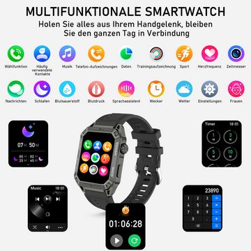 walkbee Smartwatch,Fitness Tracker uhr für Damen Herren mit Telefonfunktion Smartwatch (4.8cm cm/1,9 Zoll extra großem HD-Touchscreen Zoll) IP67 Wasserdicht Fitness Uhr, Militärische Smartwatch, Fitness Tracker mit Schrittzähler, Aktivitätstracker Kalorienverbrauch