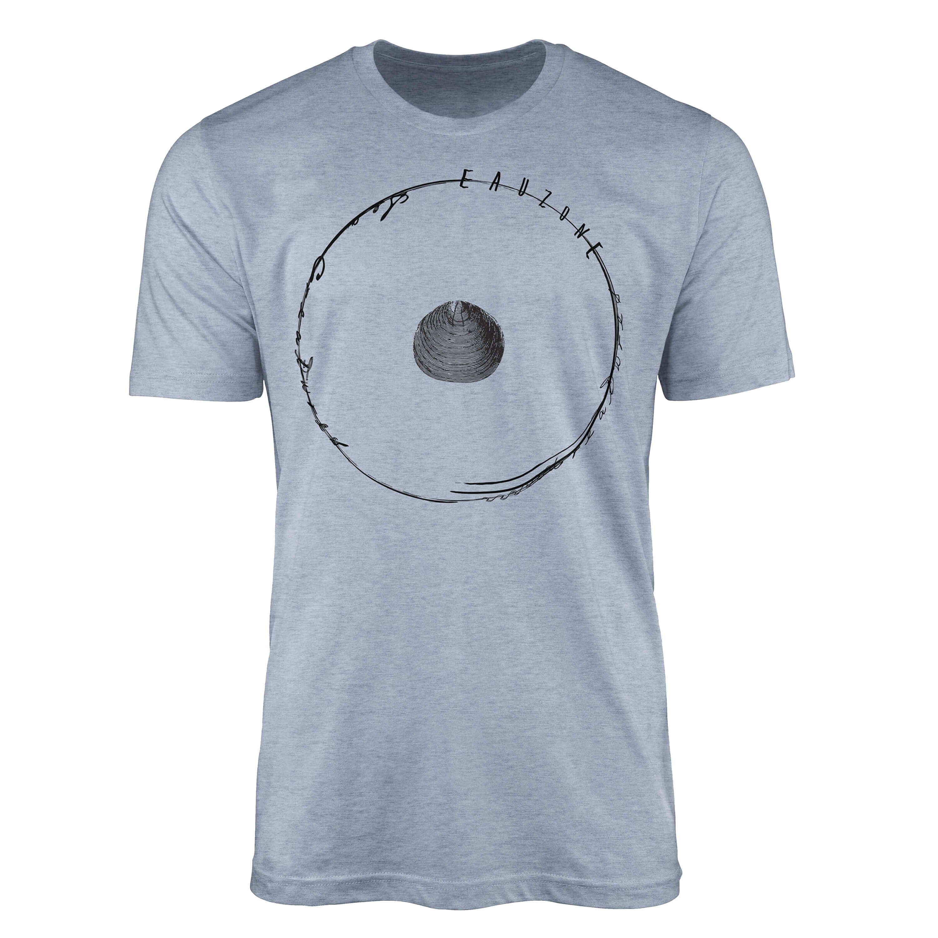 Serie: Sea Denim Art feine Tiefsee T-Shirt Schnitt Creatures, Sea und Stonewash sportlicher 005 T-Shirt - Fische / Struktur Sinus