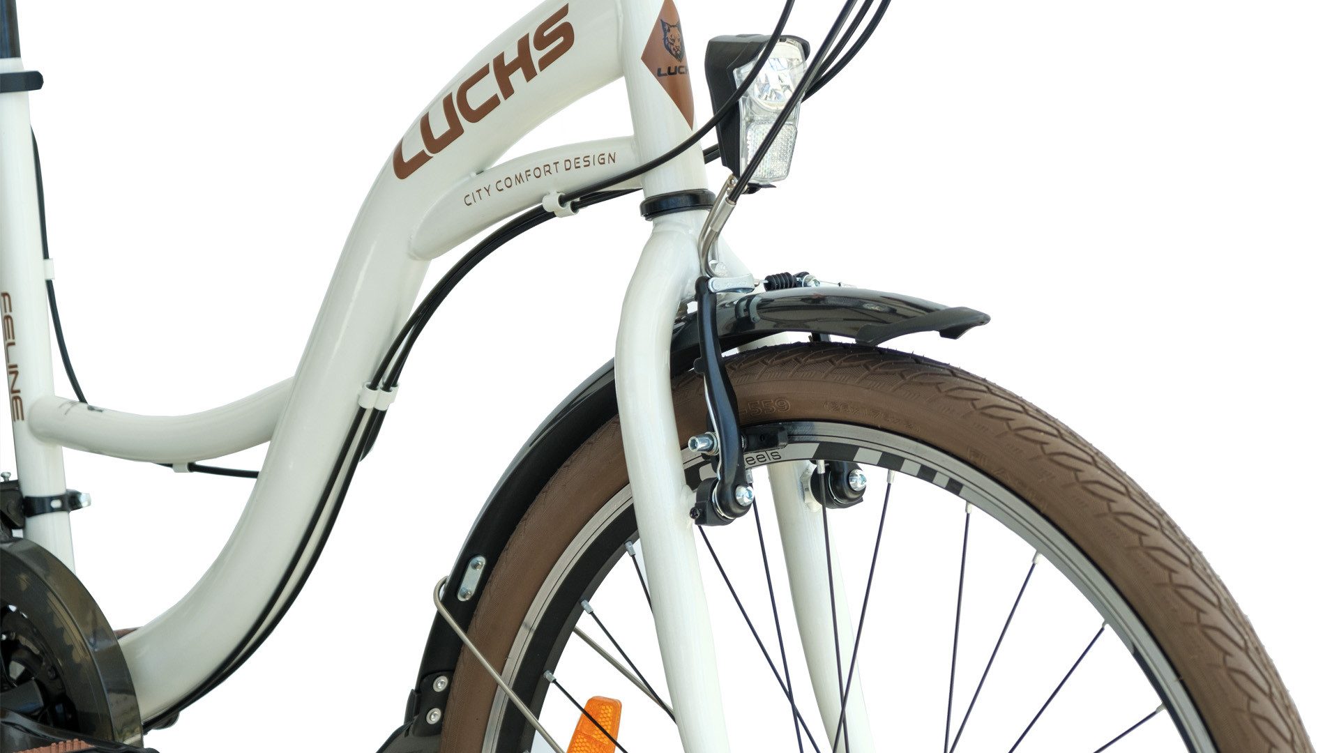 LUCHS Cityrad Feline Damenfahrrad 28 Zoll – Cityfahrrad Hollandrad – Citybike, 21 Gang SHIMANO, Frontkorb – Citybike für Alltag & Freizeit