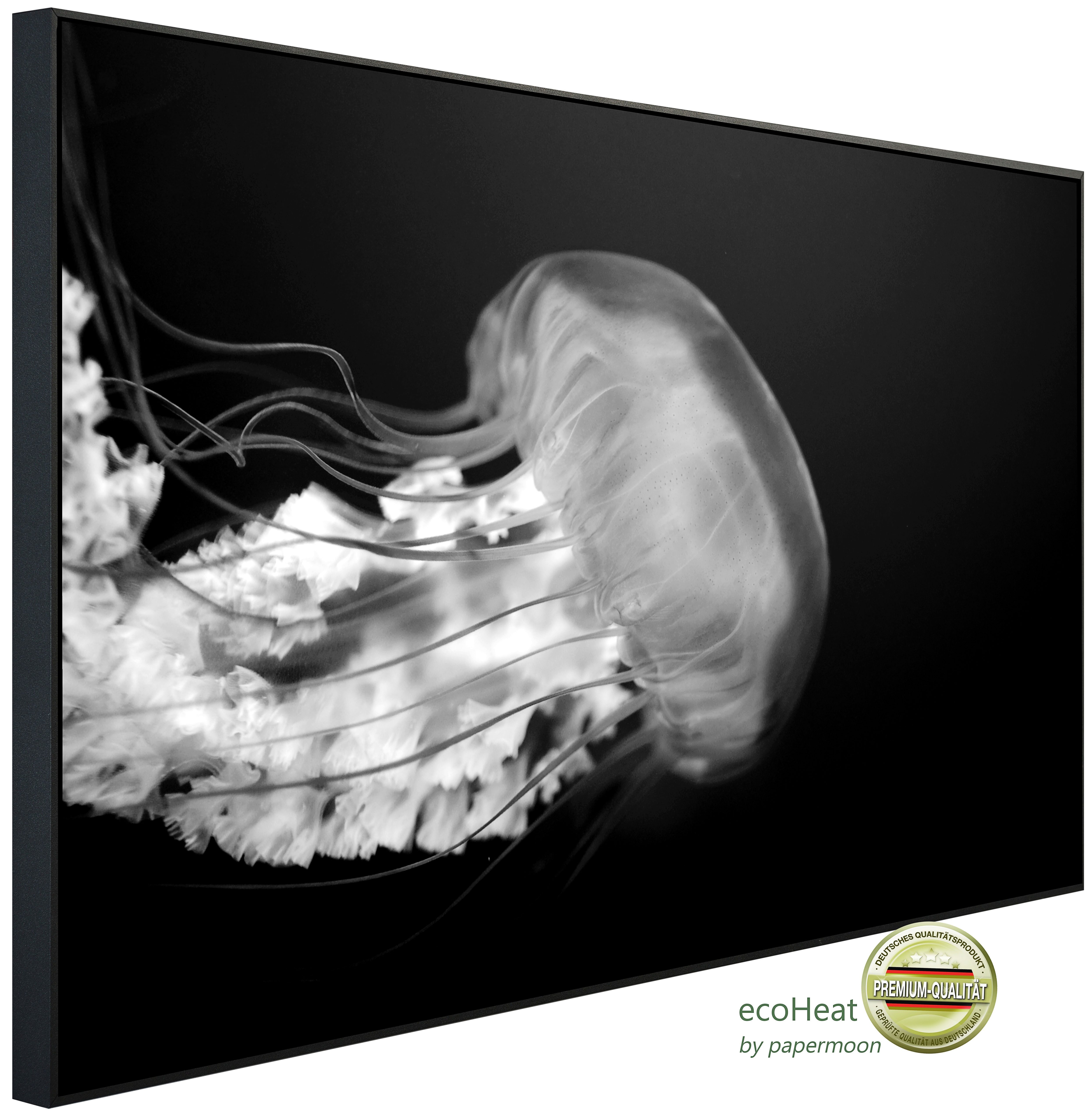 Papermoon Infrarotheizung INFRAROT-BILD-HEIZUNG, Qualle Schwarz & Weiß, TÜV-Rheinland/GS zertifiziert, angenehme Strahlungswärme