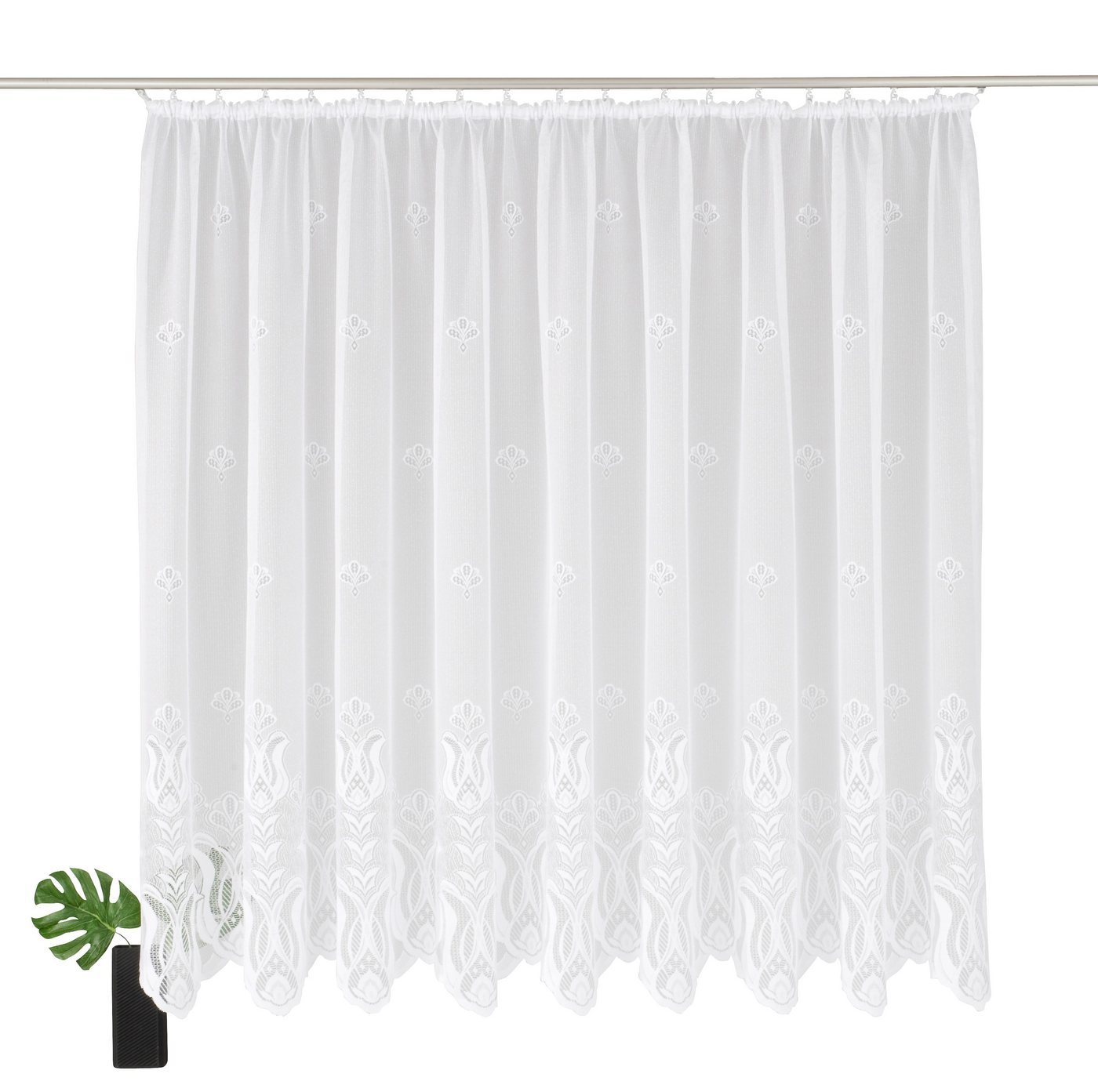 Weckbrodt Gardine Aletta (1 St), Kräuselband, halbtransparent, Jacquard, Jacquard, strukturiert, halbtransparent, Allover,Motiv, Bordüre, Store