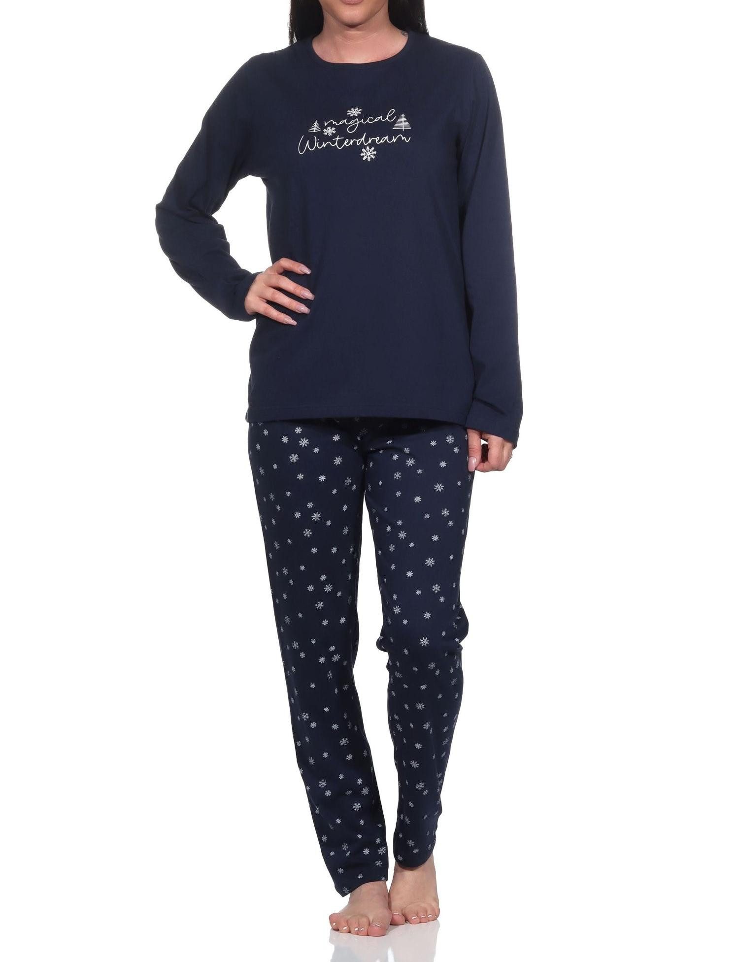 Pyjama Normann Damen langarm Schlafanzug in wunderschöner Eiskristall Optik