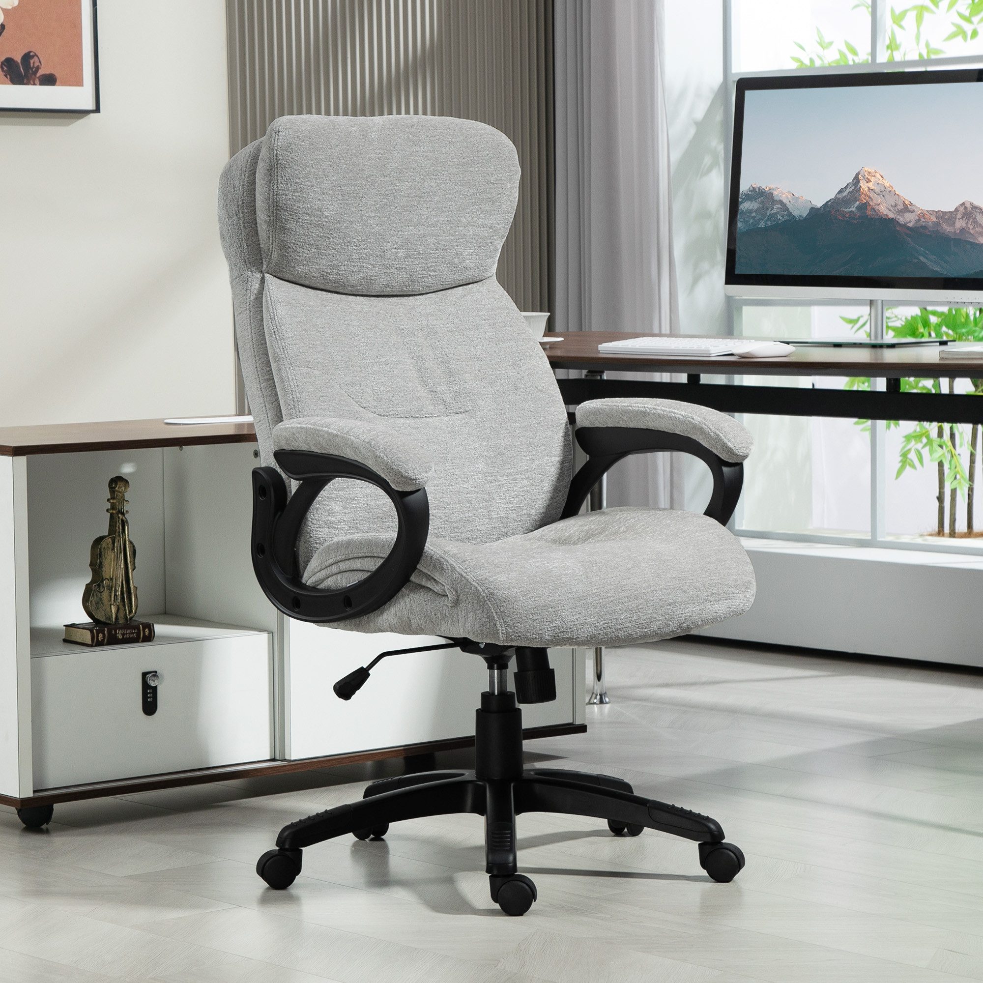 HOMCOM Schreibtischstuhl mit Wippfunktion, ergonomisch, höhenverstellbar, günstig online kaufen