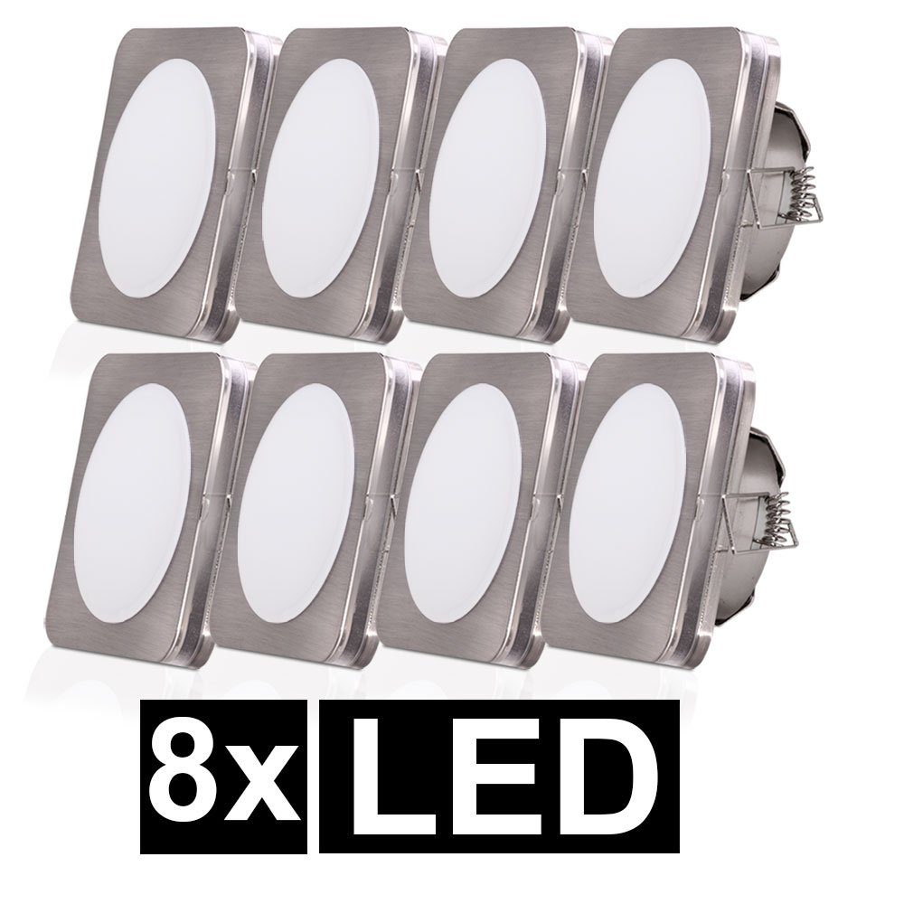etc-shop LED Einbaustrahler, LED-Leuchtmittel fest verbaut, Warmweiß, 8er Set LED Einbau Strahler silber Decken Leuchten Wohn