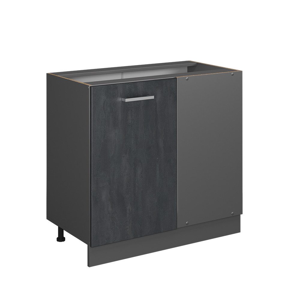 Vicco Eckunterschrank R-Line, Schwarz Beton/Anthrazit, 86 günstig online kaufen