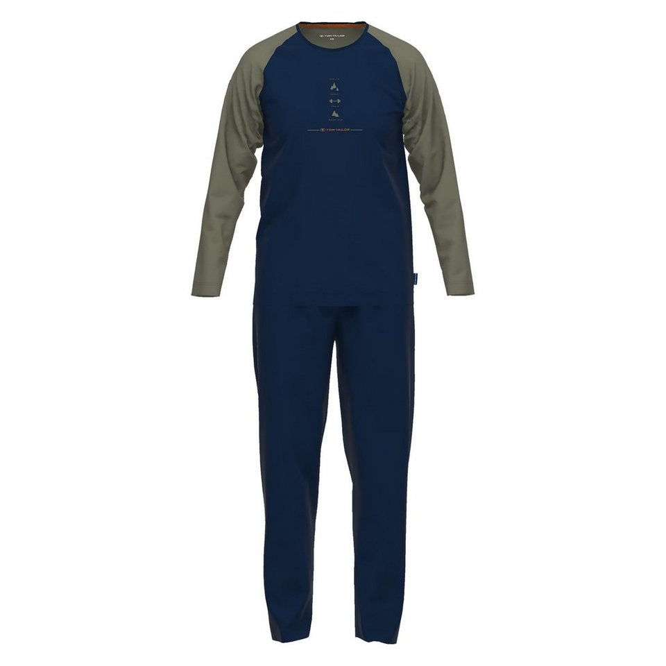TOM TAILOR Pyjama TOM TAILOR Herren Pyjama blau Motivprint (1 tlg), TOM  TAILOR Herren Schlafanzug