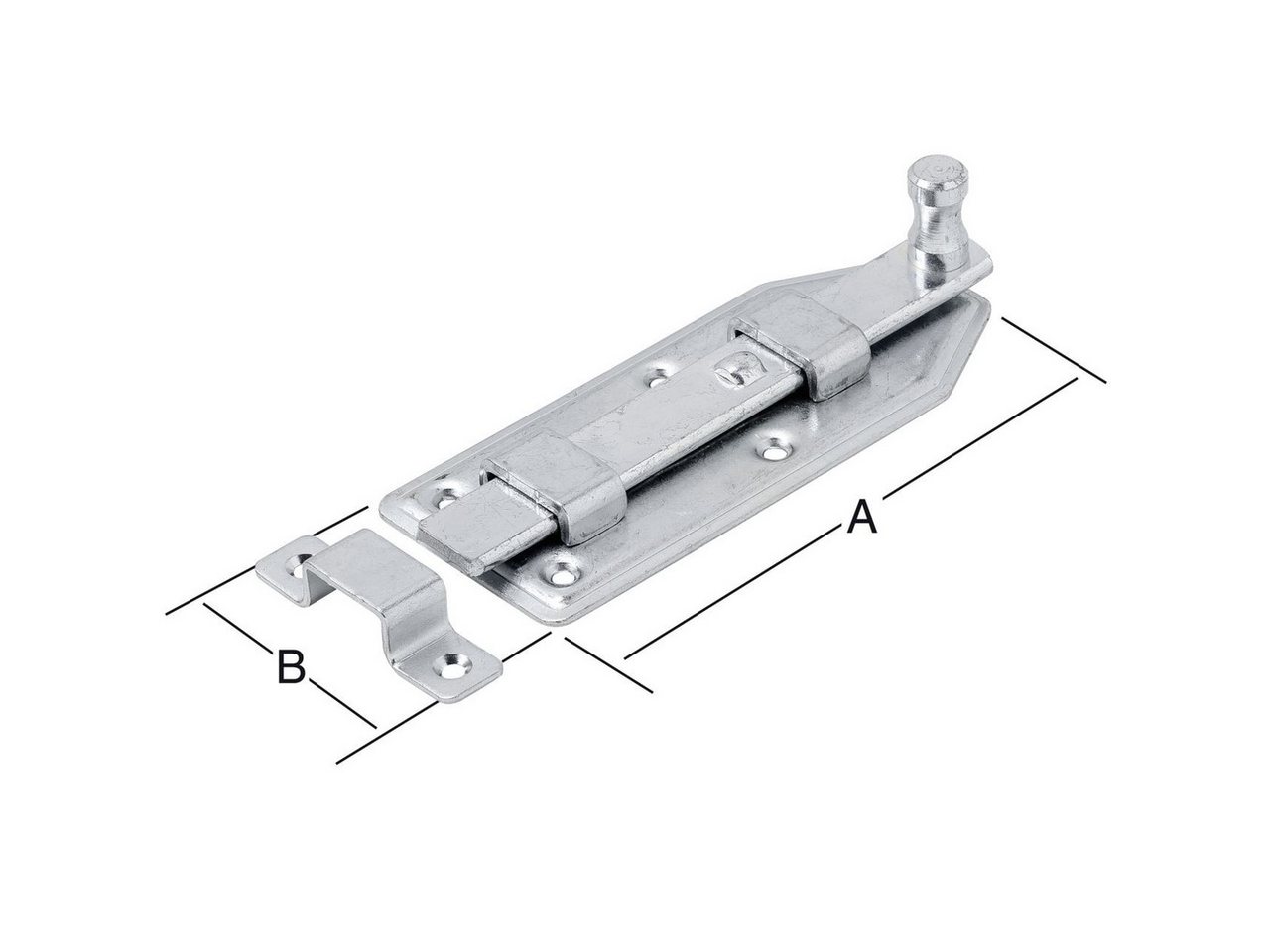 Thumbnail - Vormann Türriegel Vormann Türknopfriegel verzinkt 100 x 50 mm
