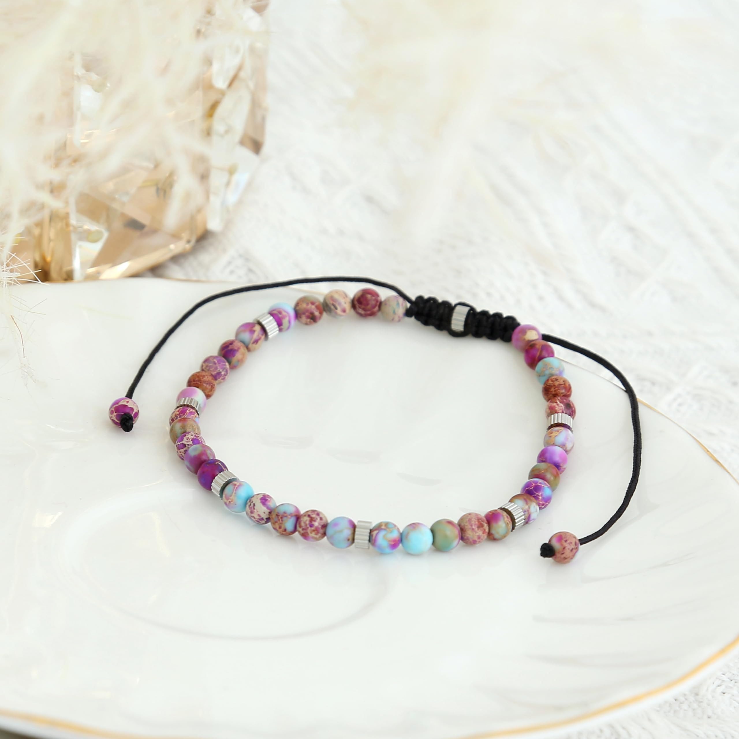 Made by Nami Perlenarmband Chakra Armband Herren Boho Perlen für Männer, Wasserfester Schmuck Herren Geschenke Surfer Schmuck