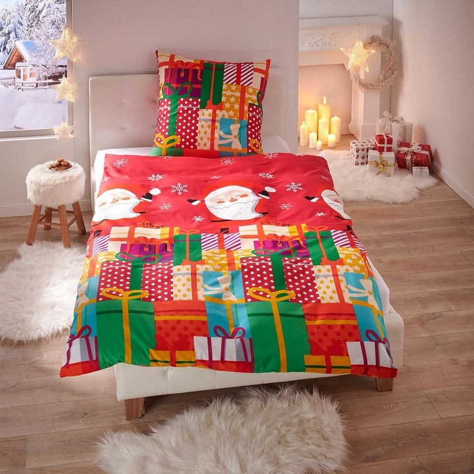 TRAUMSCHLAF Bettwäsche Weihnachten Geschenke, Renforce, 2 teilig, glatte, leichte Baumwolle, Bettbezug